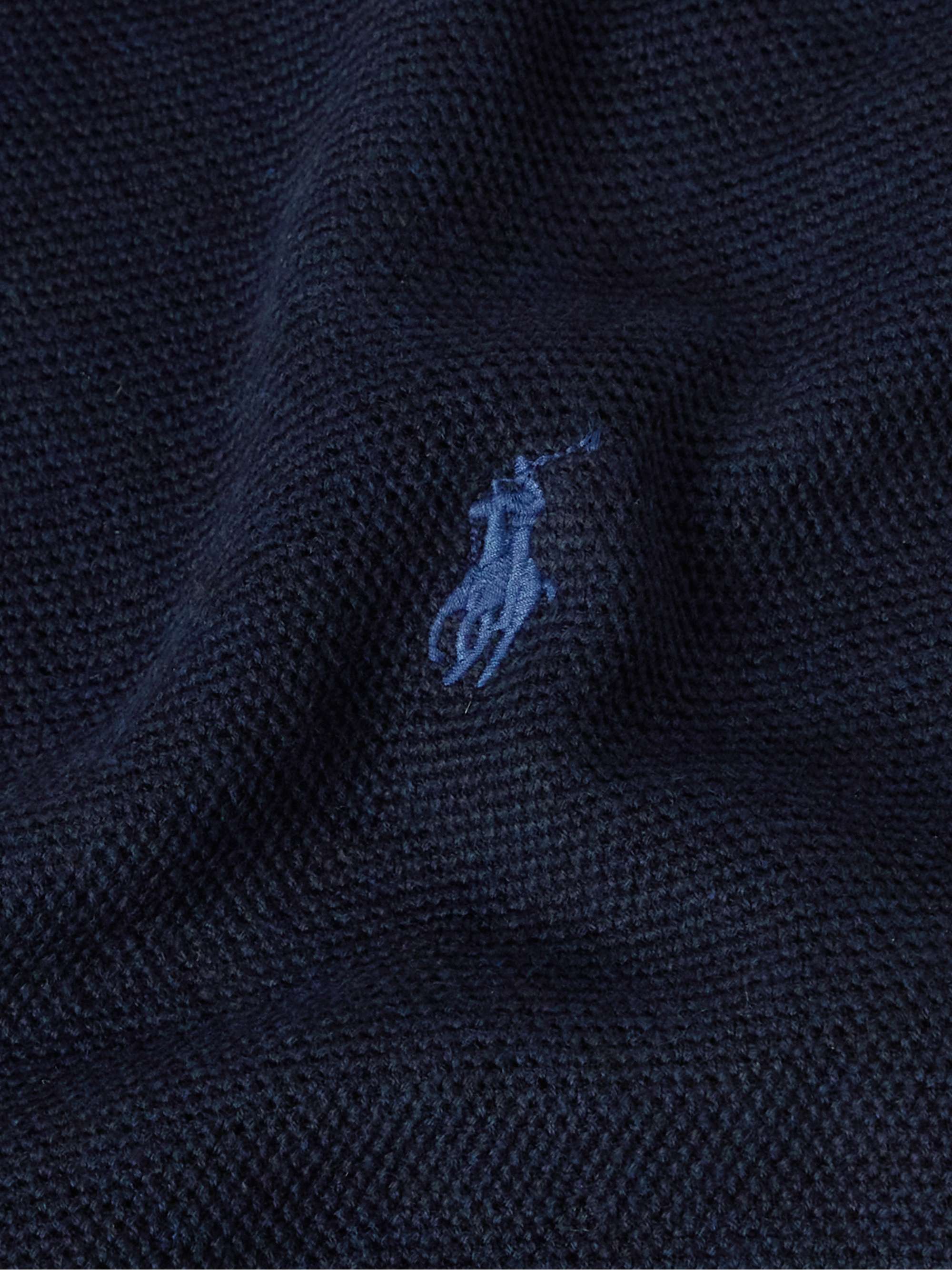 POLO RALPH LAUREN Logo-Embroidered Cotton-Jersey Half-Zip Sweater