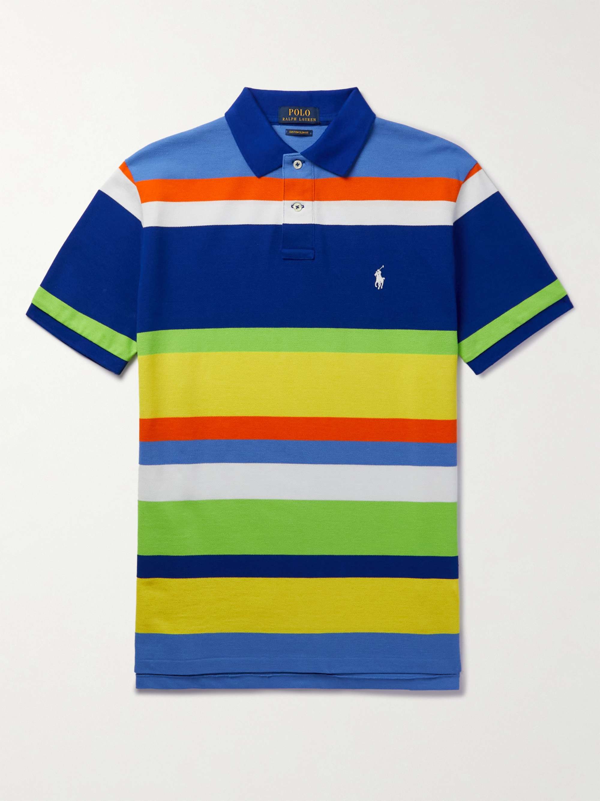 POLO RALPH LAUREN Logo-Embroidered Striped Cotton-Piqué Polo Shirt for ...