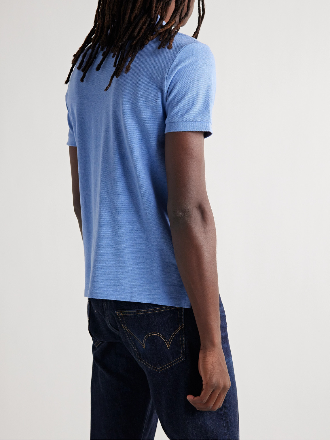 Shop Polo Ralph Lauren Slim-fit Logo-embroidered Cotton-piqué Polo Shirt In Blue