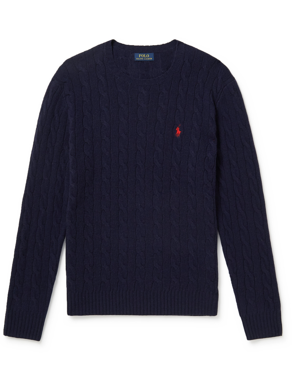 Shop Polo Ralph Lauren Cable-knit Wool And Cashmere-blend Sweater In Blue