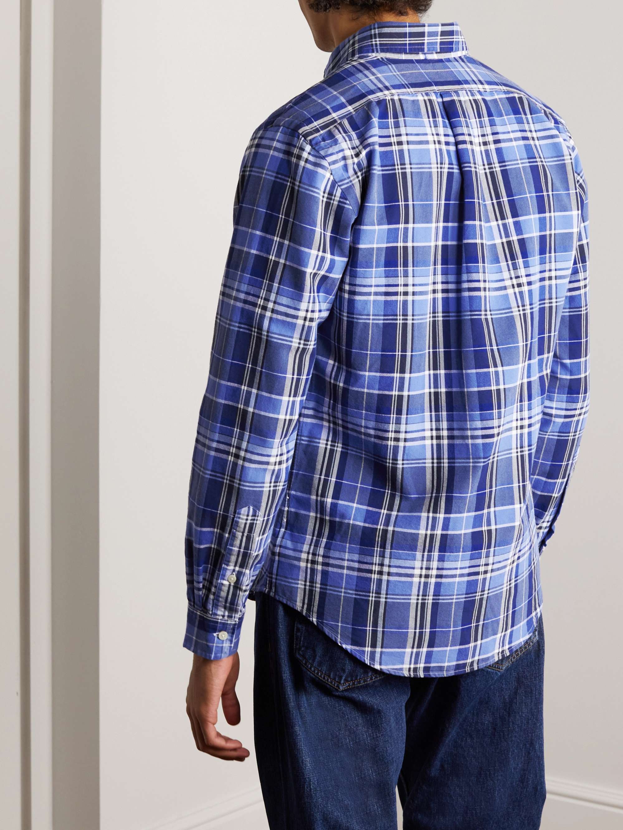 POLO RALPH LAUREN Button-Down Collar Logo-Embroidered Checked Cotton Oxford Shirt
