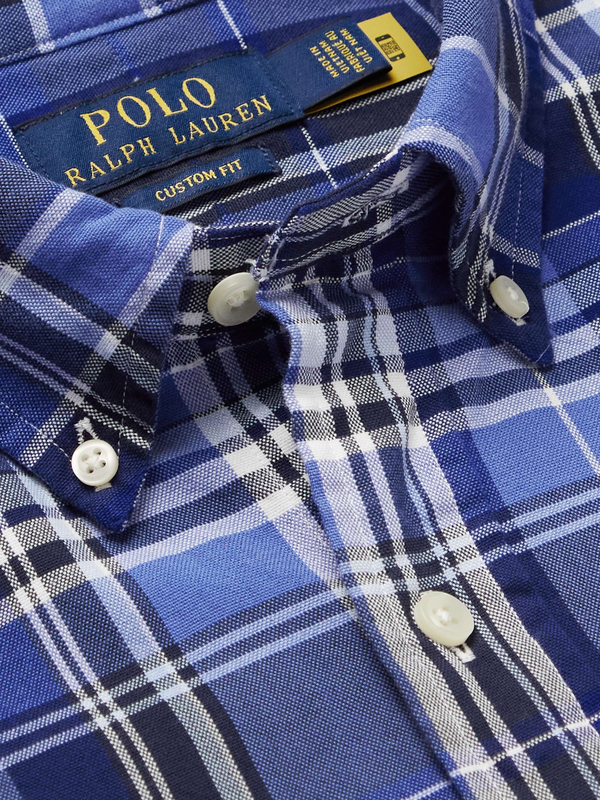 POLO RALPH LAUREN Button-Down Collar Logo-Embroidered Checked Cotton Oxford Shirt