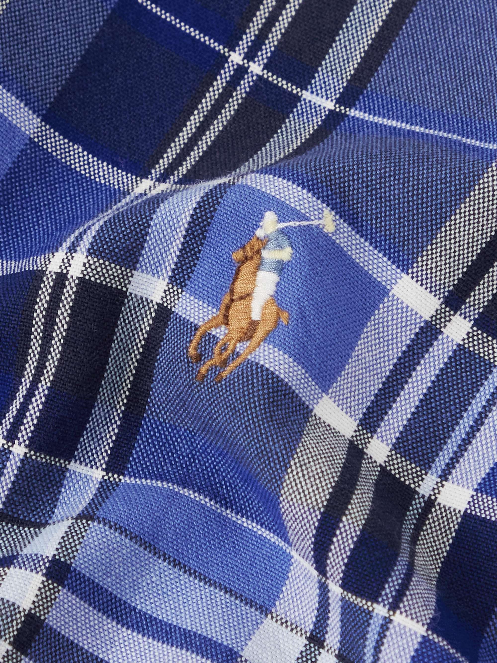POLO RALPH LAUREN Button-Down Collar Logo-Embroidered Checked Cotton Oxford Shirt