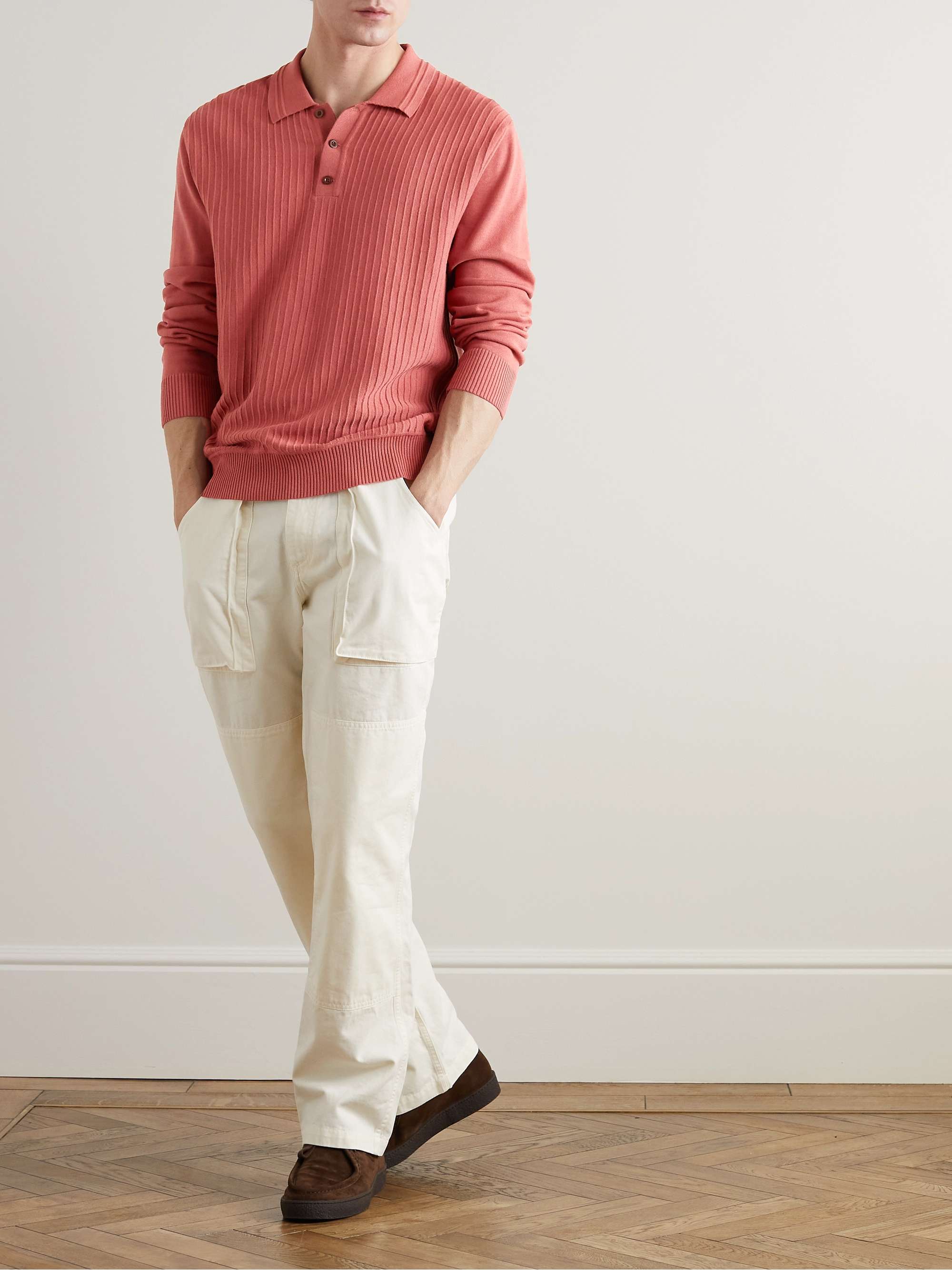 MR P. Ribbed Cotton-Jersey Polo Shirt