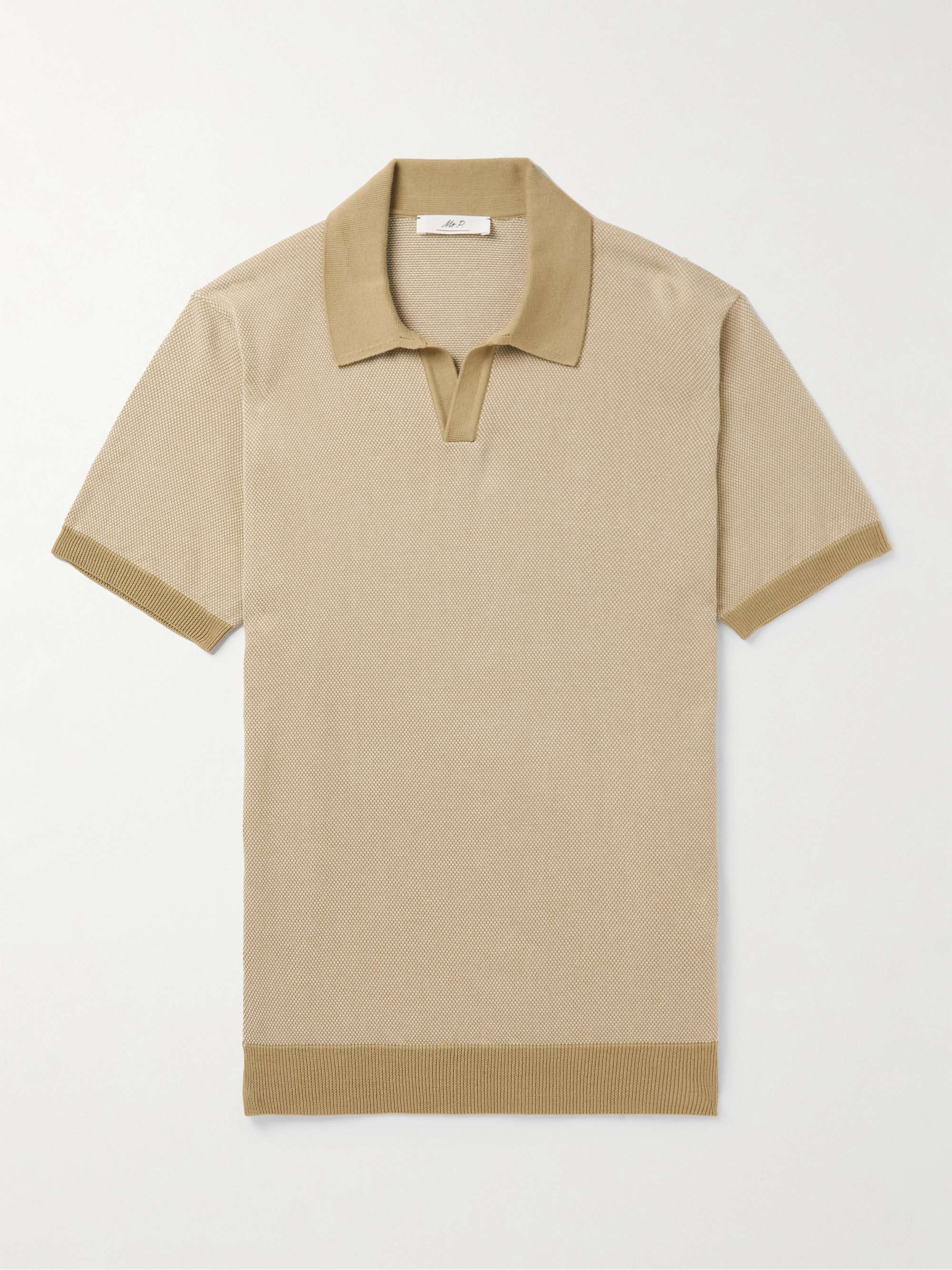 Beige Honeycomb-Knit Cotton Polo Shirt | MR P. | MR PORTER