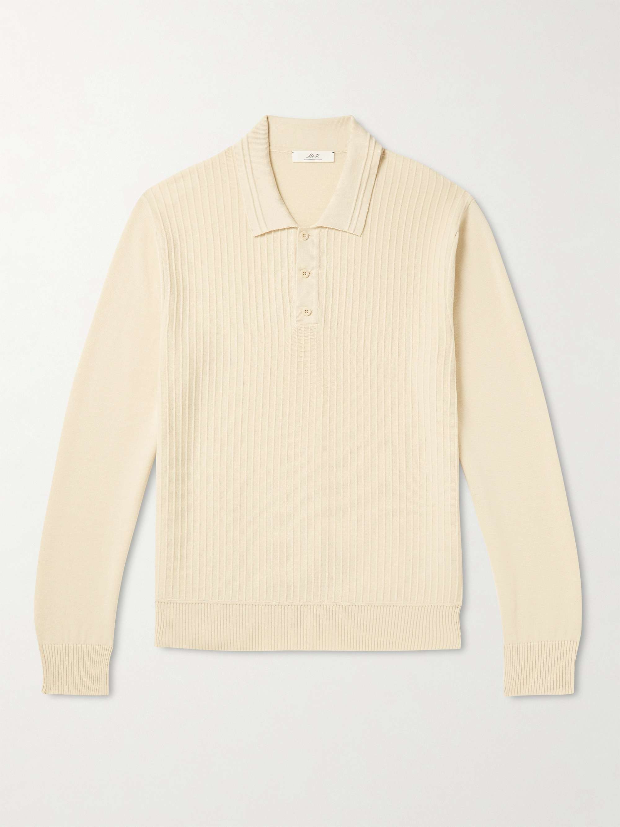 MR P. Ribbed Cotton-Jersey Polo Shirt