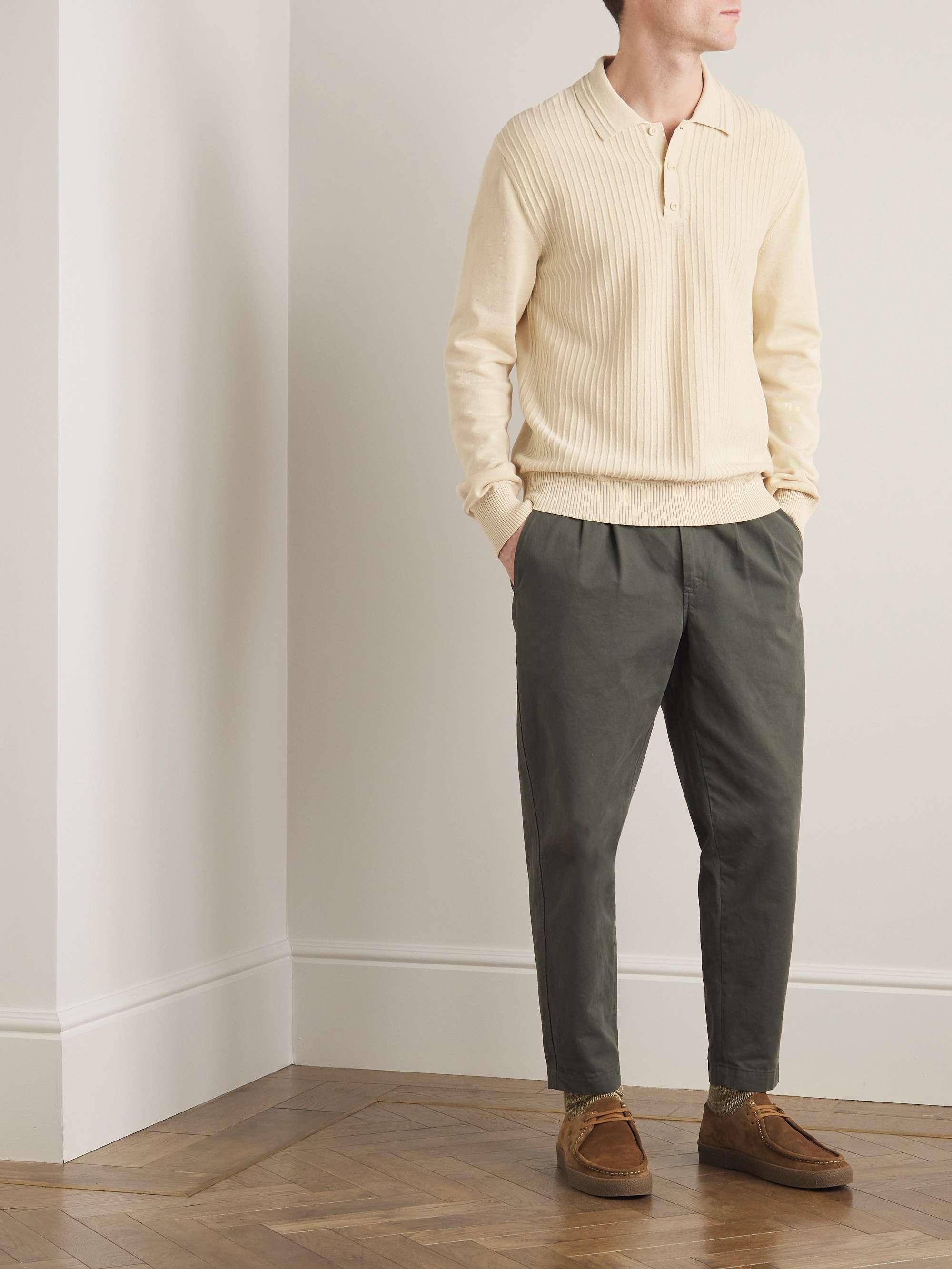 MR P. Ribbed Cotton-Jersey Polo Shirt