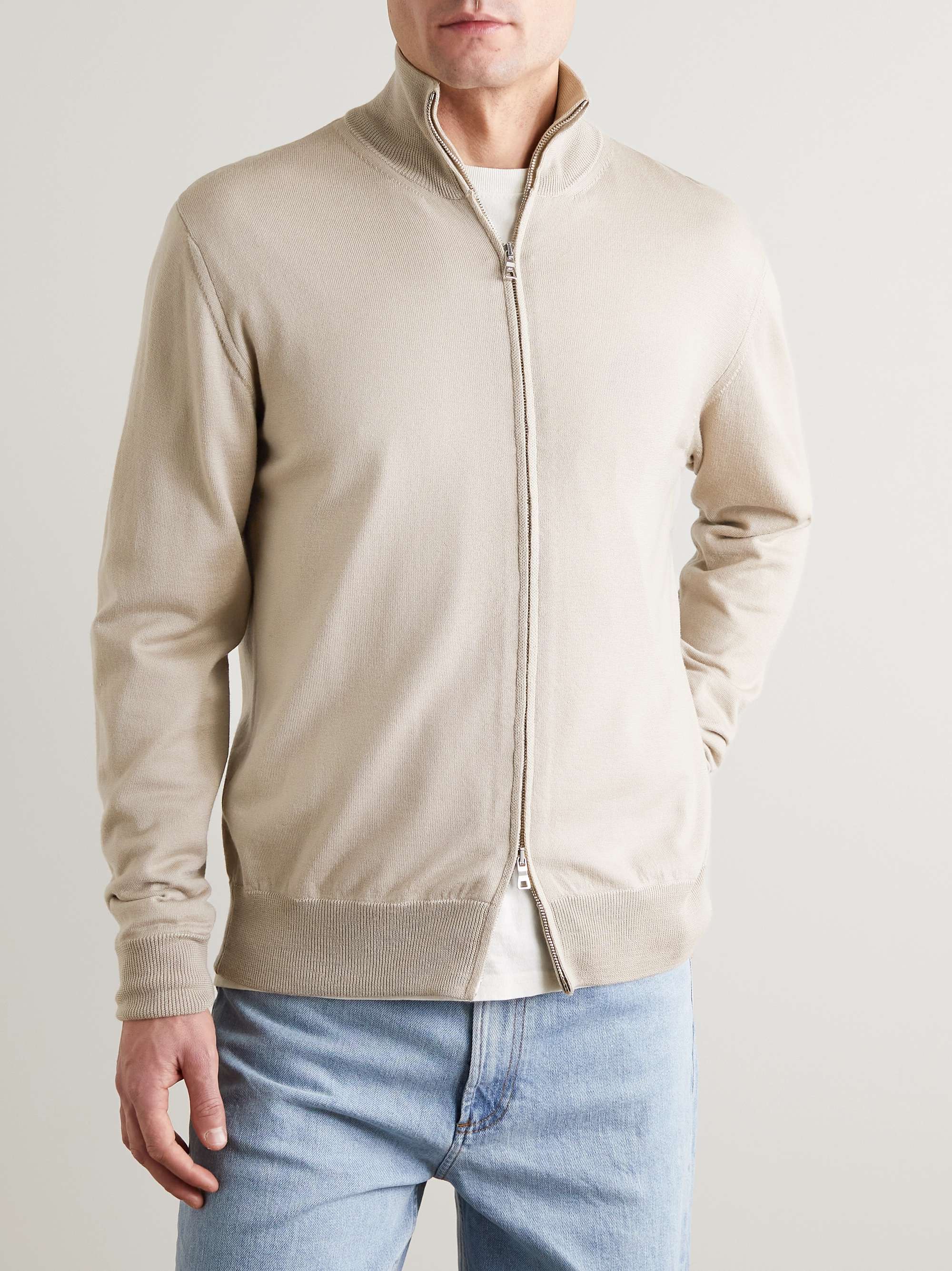 MR P. Merino Wool Zip-Up Cardigan