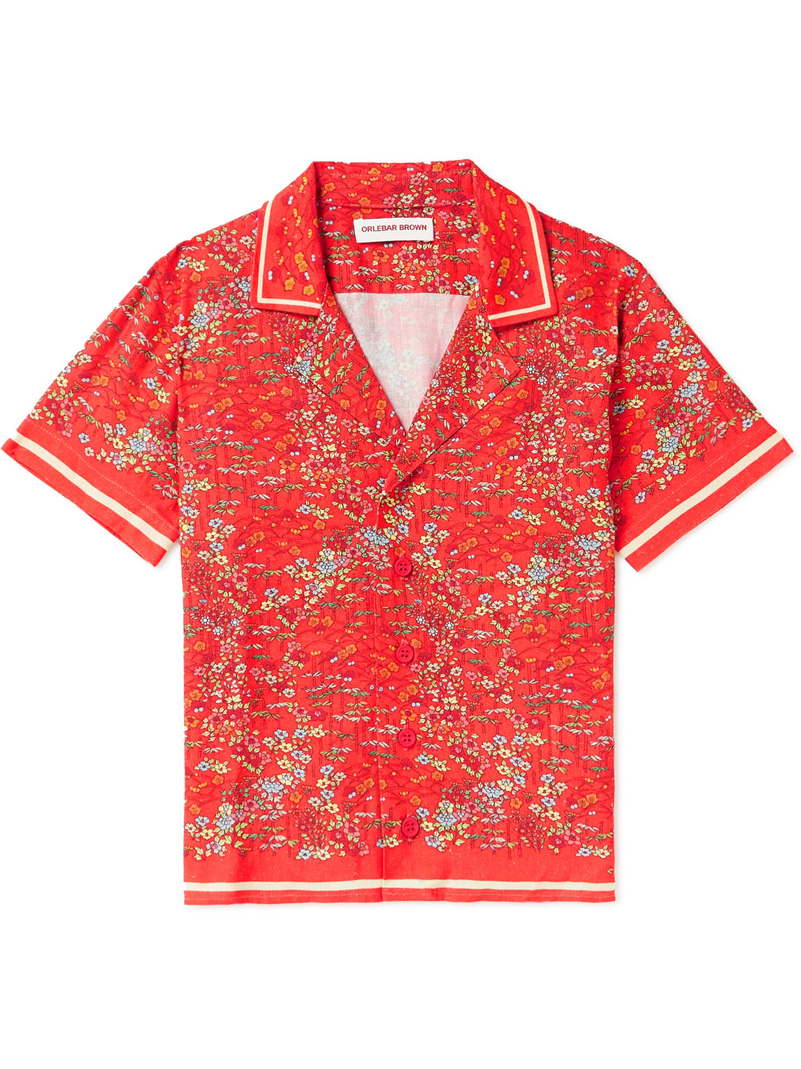 Orlebar Brown Pedro Solo Fantasy Floral-print Piqué Shirt In Red
