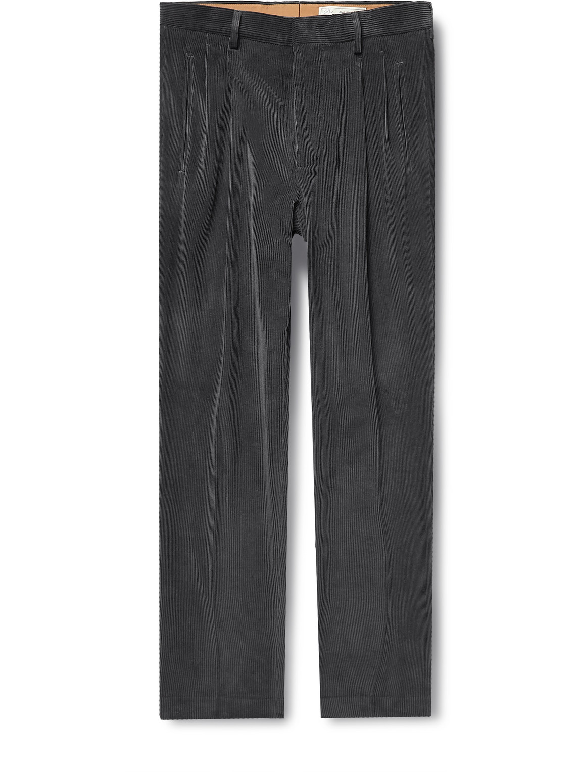 Umit Benan B+ Pleated Straight-leg Cotton And Cashmere-blend Corduroy Suit Trousers In Gray
