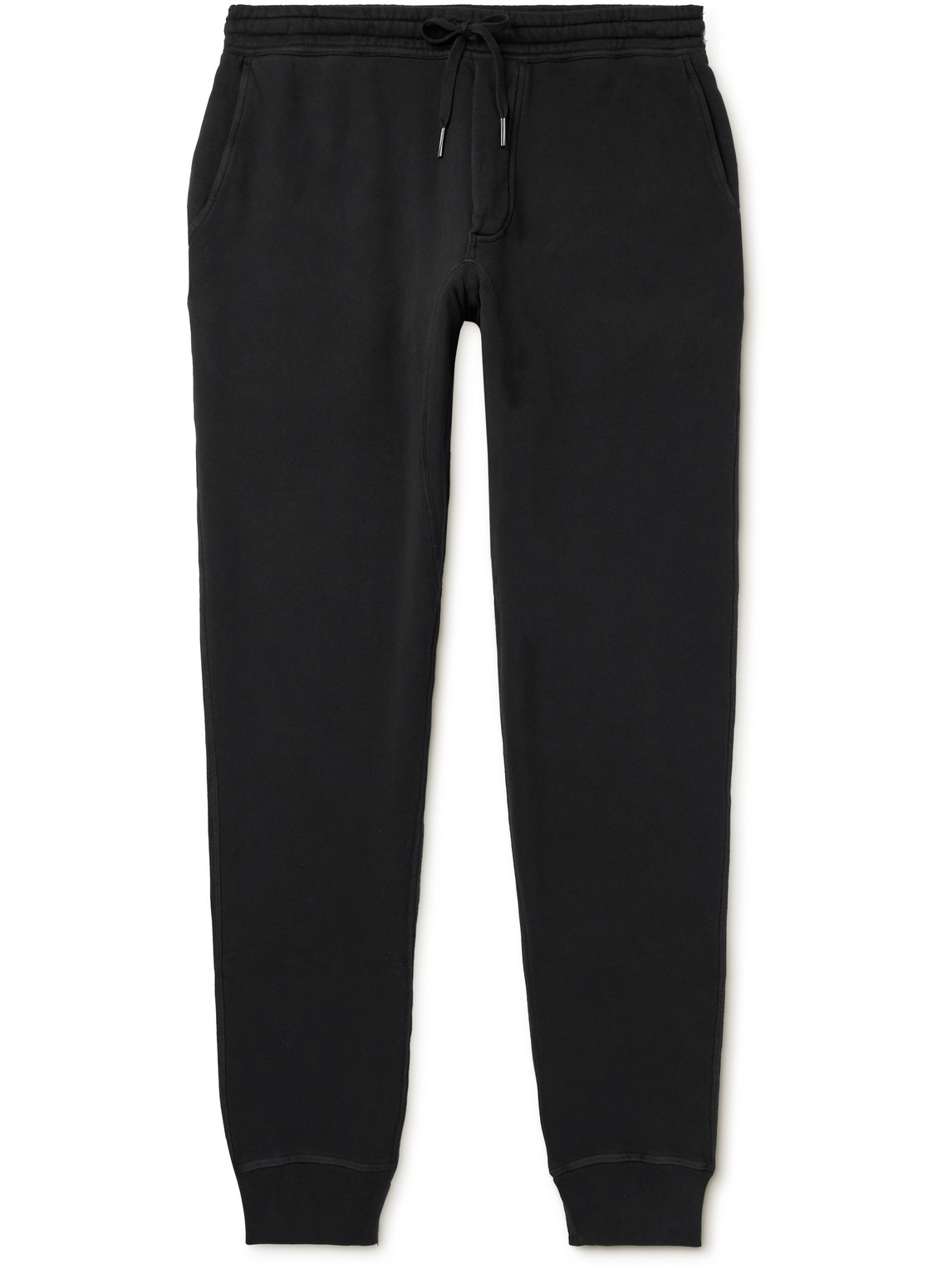 Tom Ford Tapered Garment-dyed Cotton-jersey Sweatpants In Black