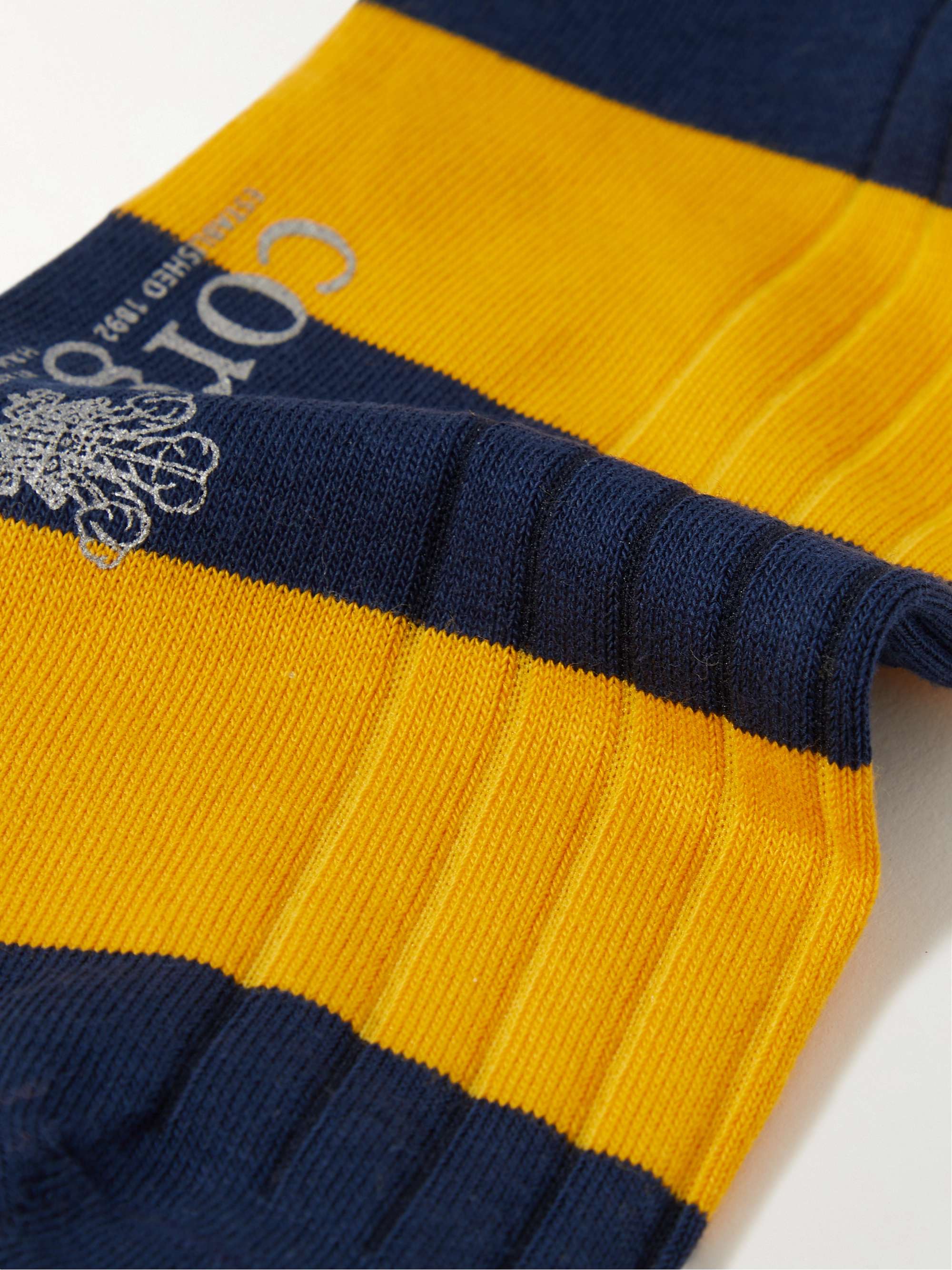 CORGI Striped Ribbed Cotton-Blend Socks