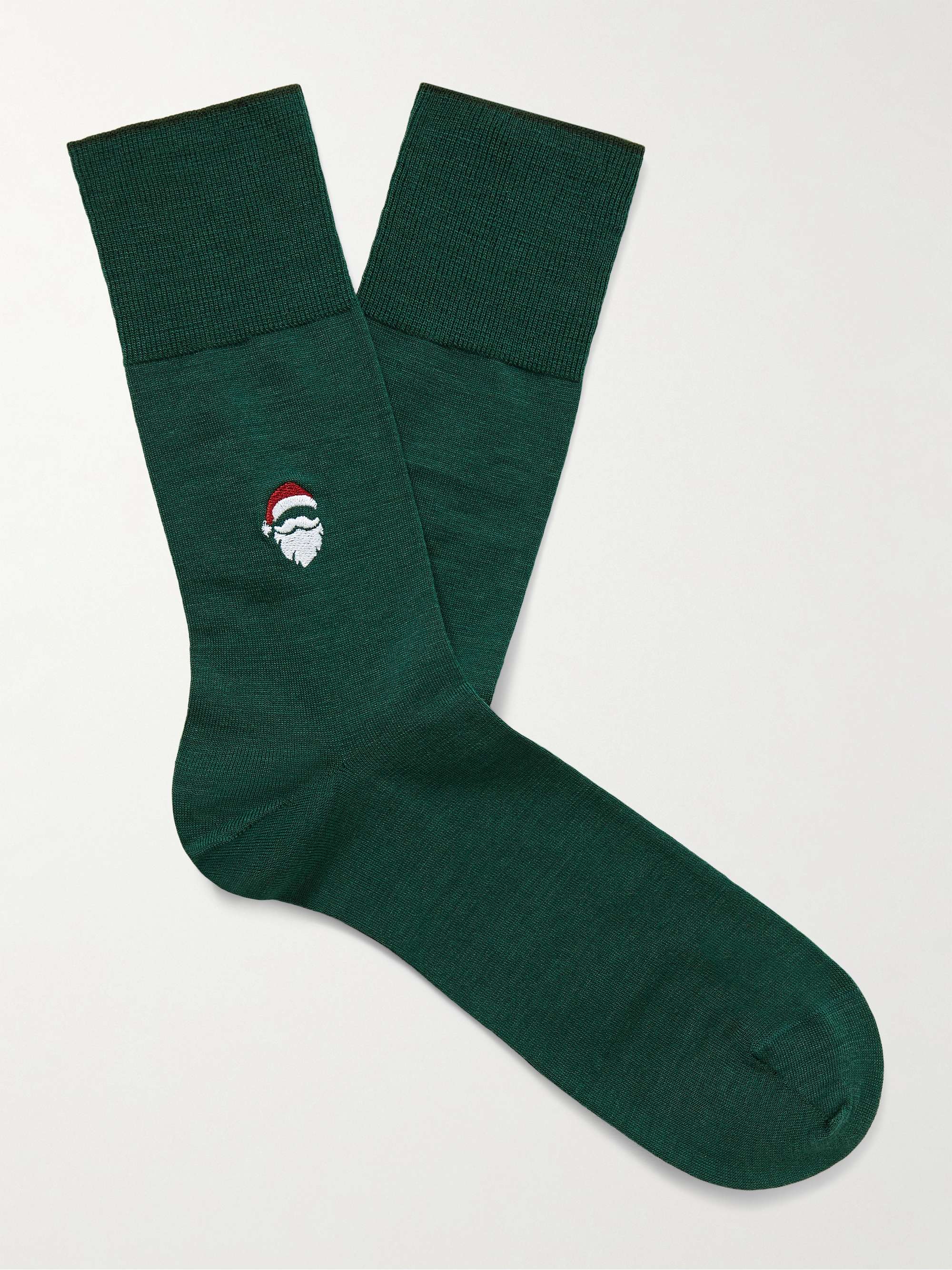 FALKE Airport Santa Embroidered Wool-Blend Socks