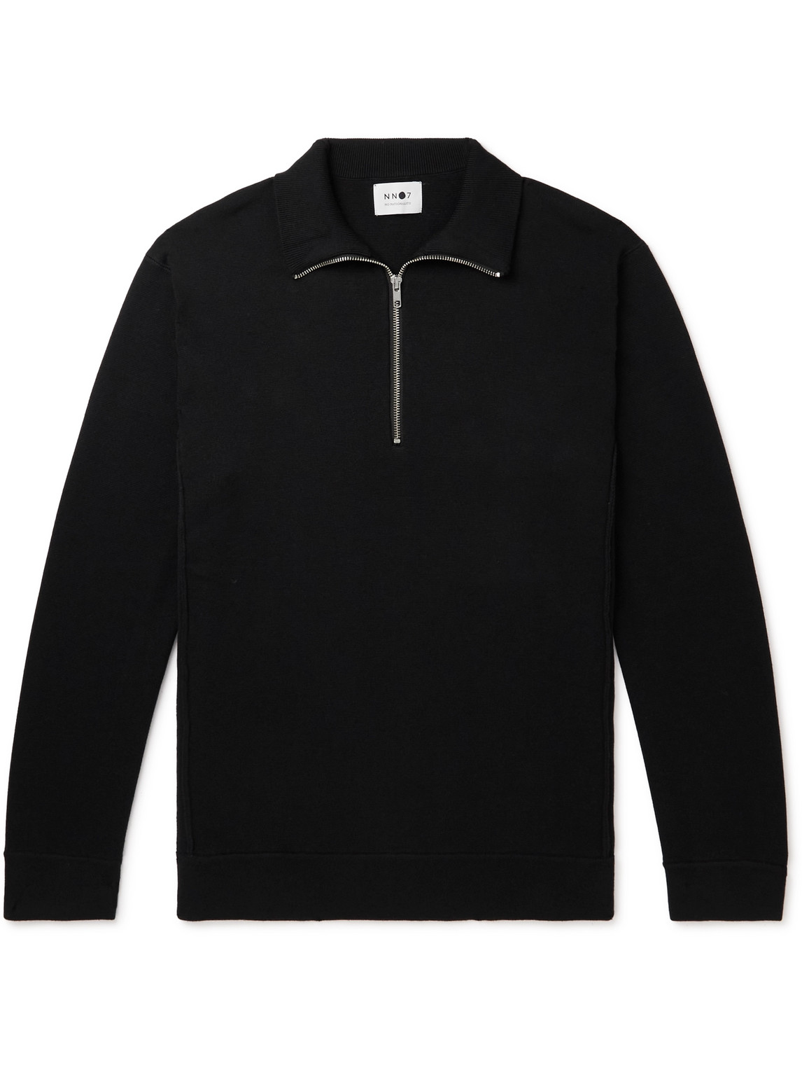Nn07 Luis Slim-fit Waffle-knit Half-zip Sweater In Black