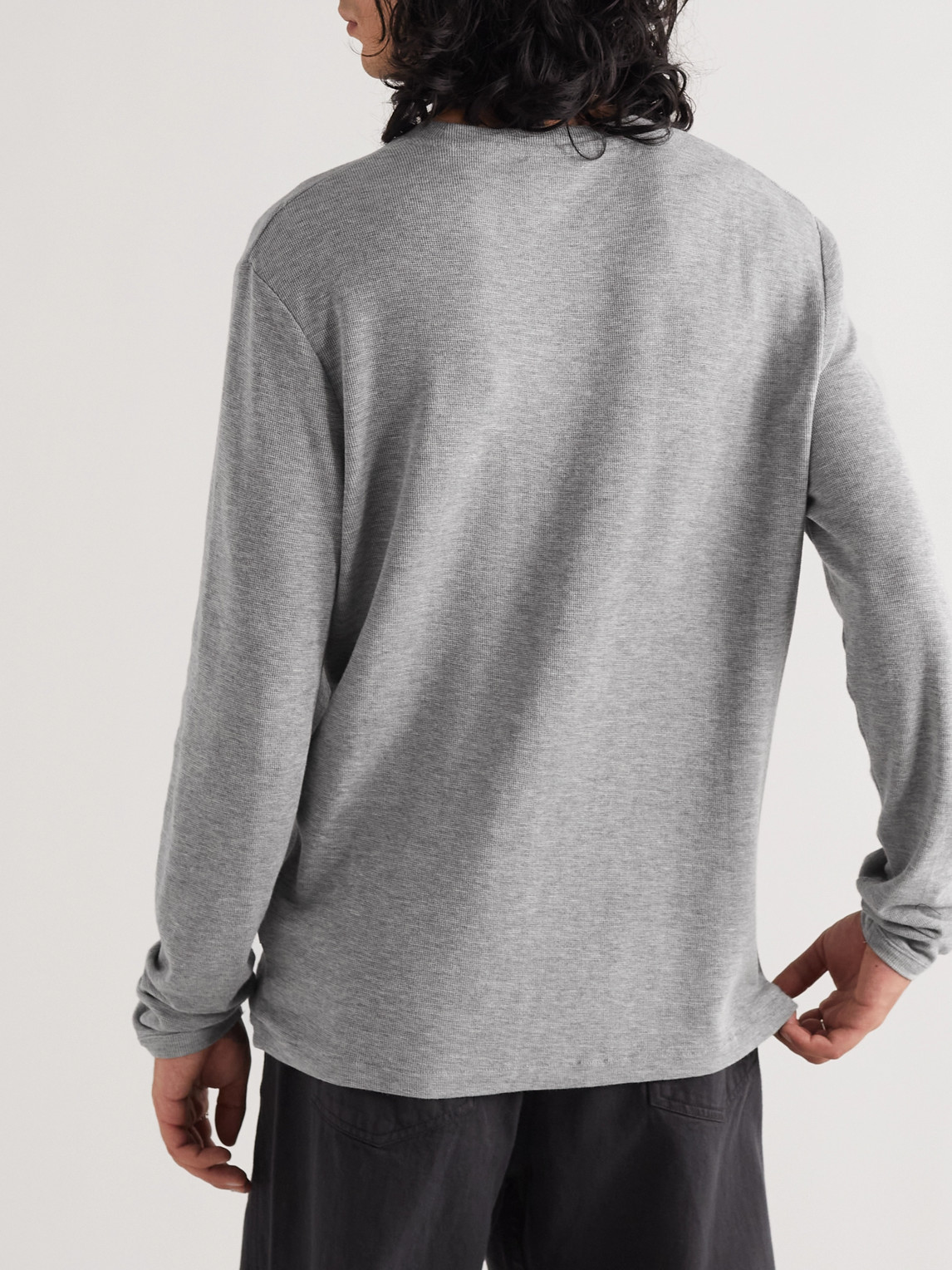 Shop Nn07 Clive Waffle-knit Cotton And Modal-blend T-shirt In Gray