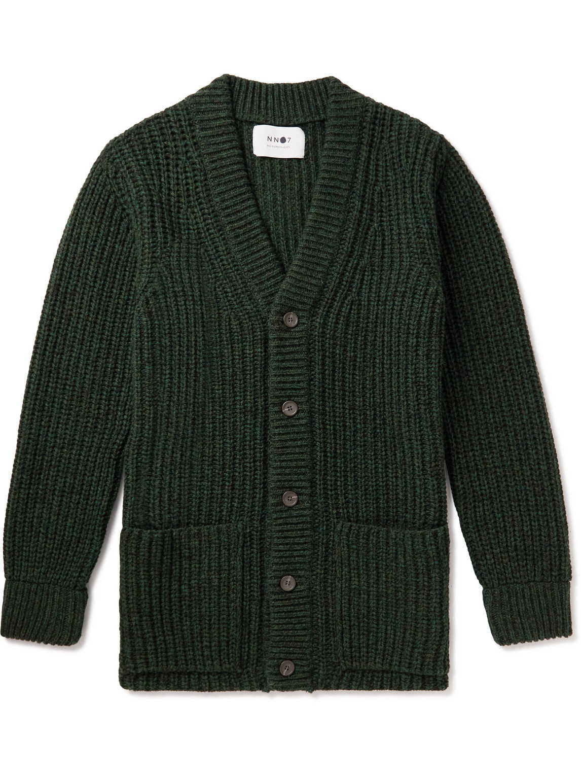 Nn07 Benzon 6533 Ribbed Recycled Wool-blend Cardigan In Green
