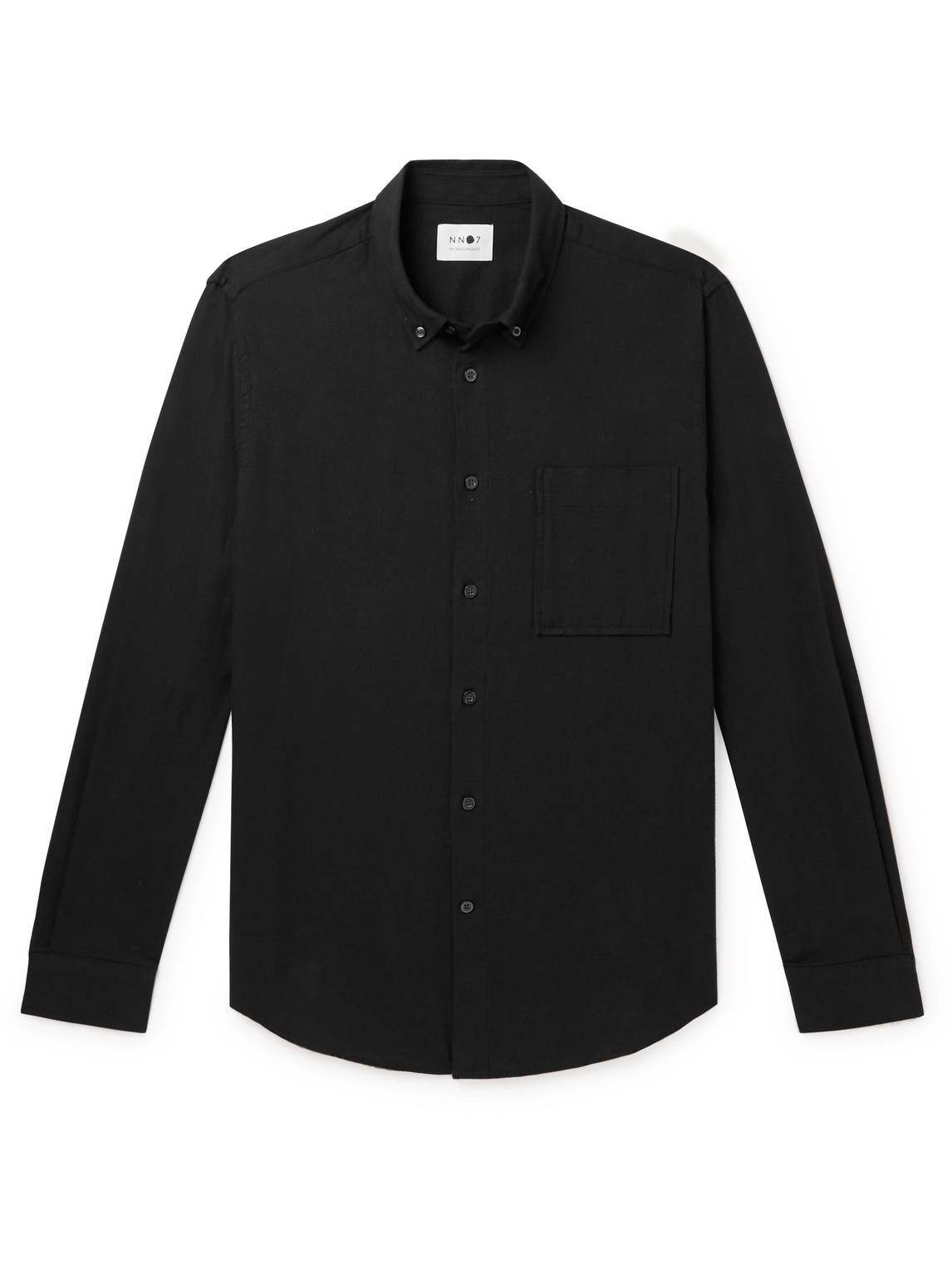 Shop Nn07 Arne Slim-fit Button-down Collar Cotton-twill Shirt In Black