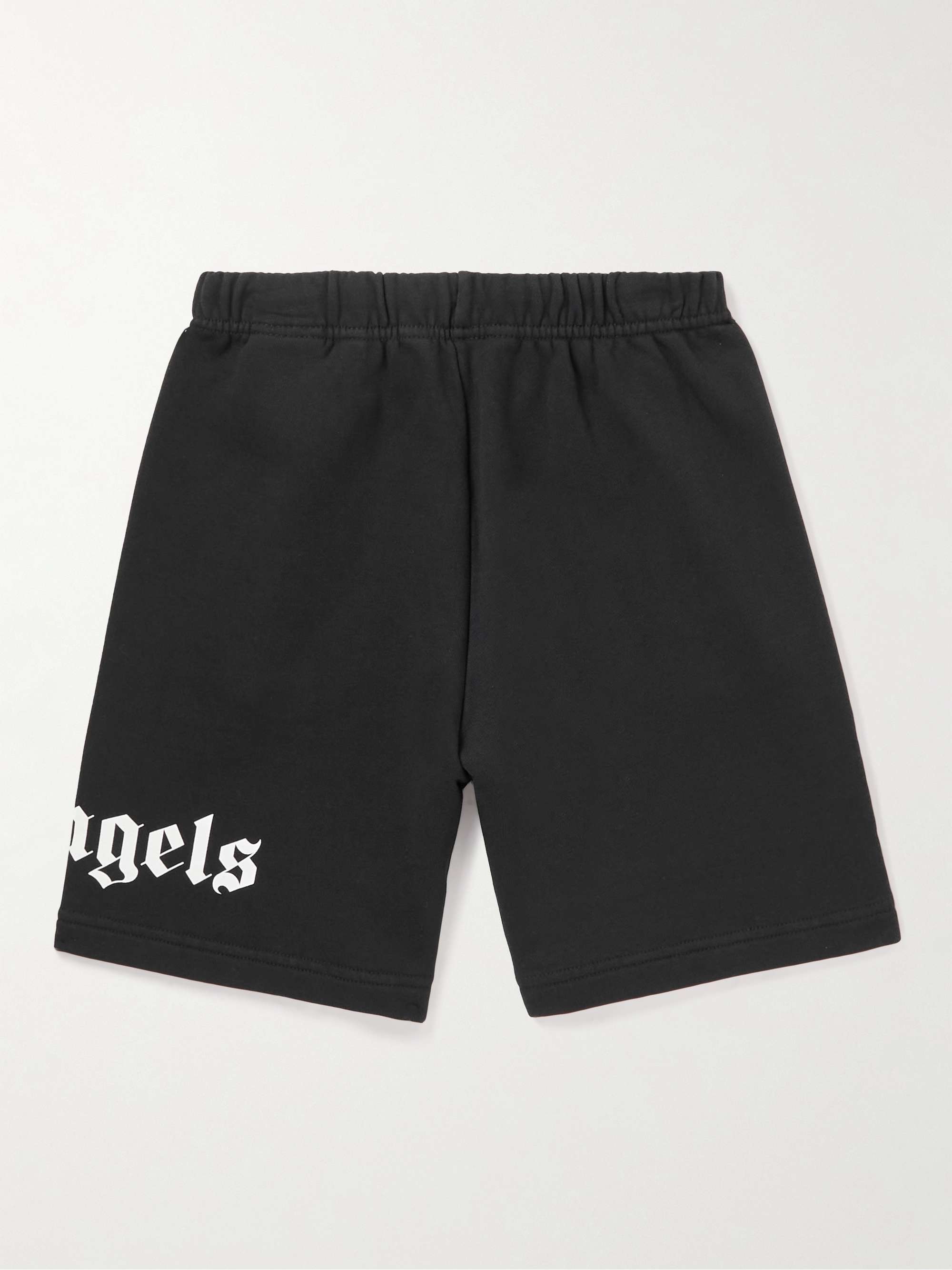 PALM ANGELS KIDS Straight-Leg Logo-Print Cotton-Jersey Drawstring Shorts
