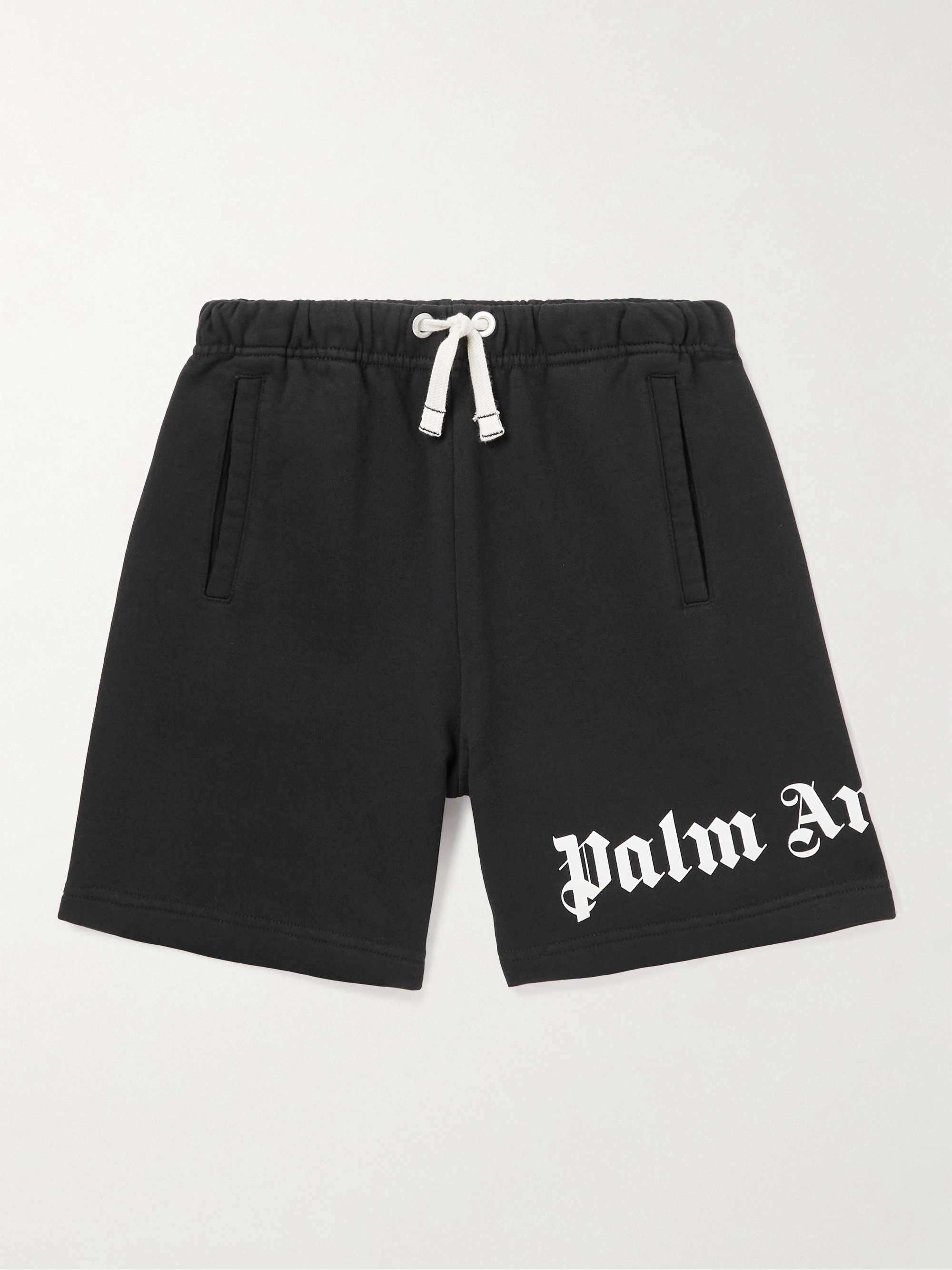 PALM ANGELS KIDS Straight-Leg Logo-Print Cotton-Jersey Drawstring Shorts