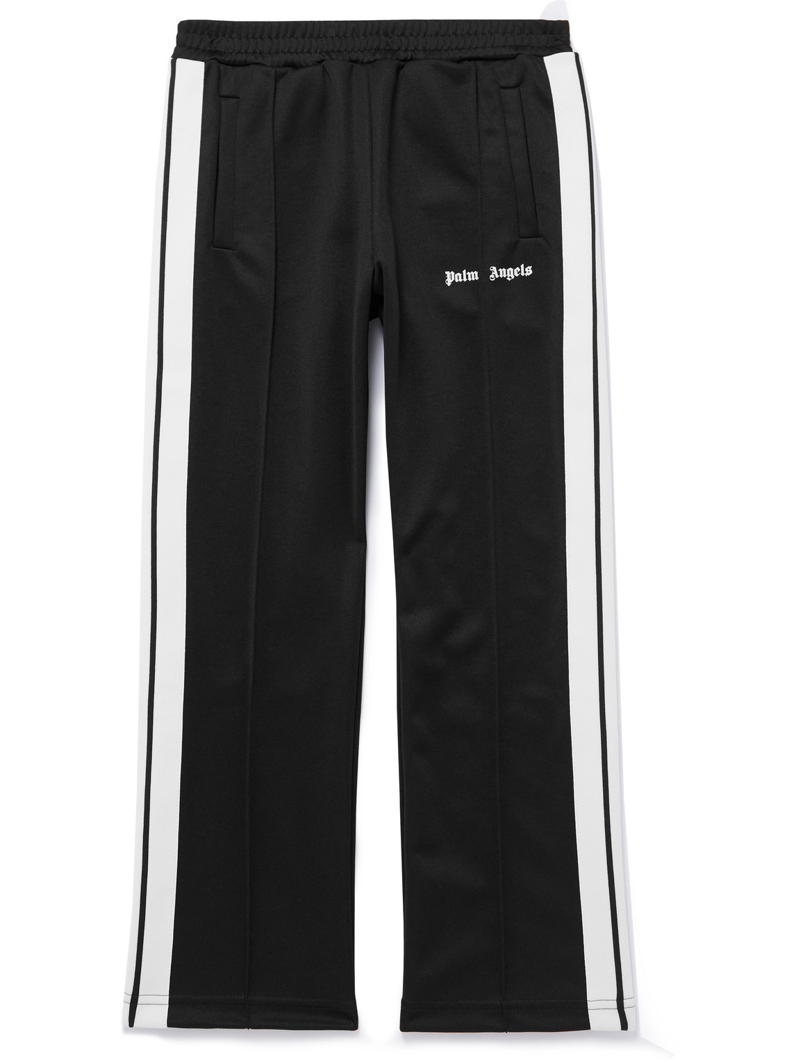 Palm Angels Logo-print Striped Jersey Track Pants In Black