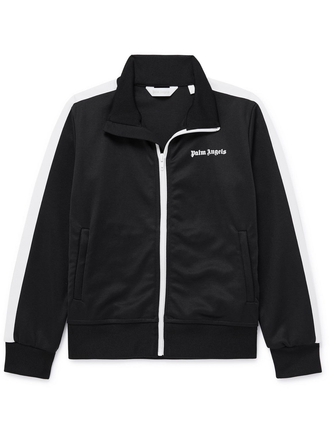 Palm Angels Logo-print Striped Tech-jersey Track Jacket In Black