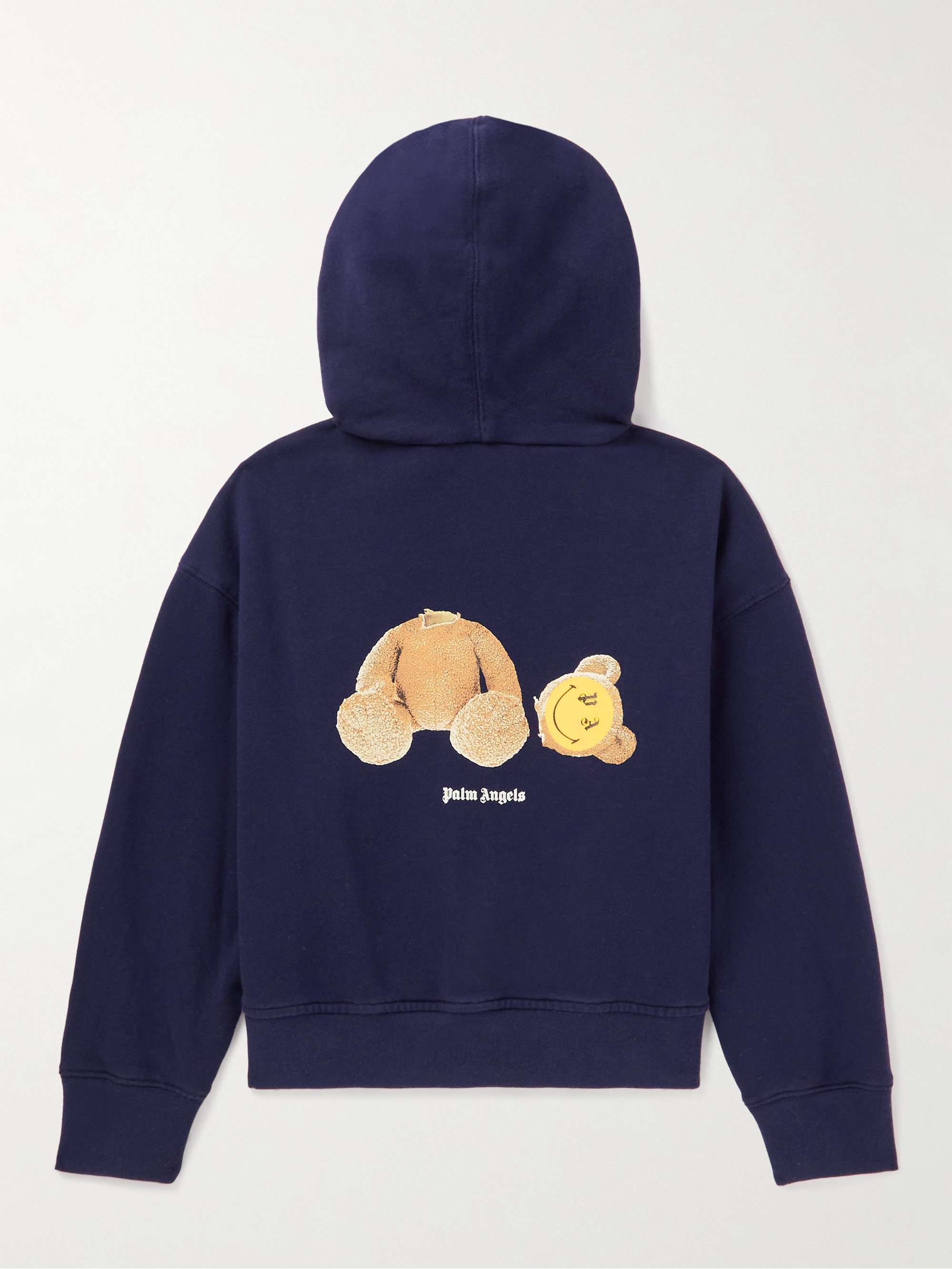 PALM ANGELS KIDS Logo-Appliquéd Printed Cotton-Jersey Zip-Up Hoodie