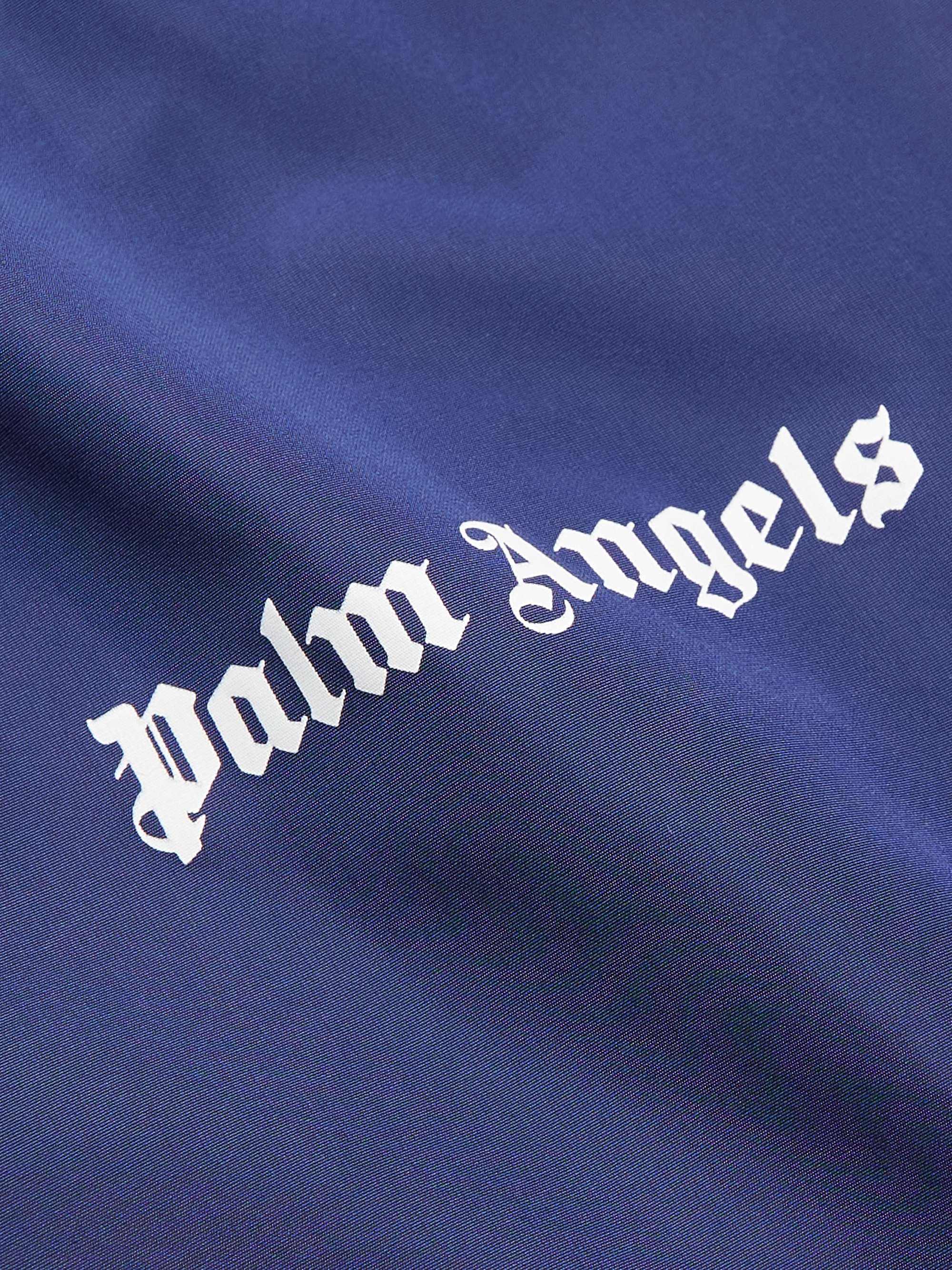 PALM ANGELS KIDS Logo-Print Shell Half-Zip Hooded Poncho
