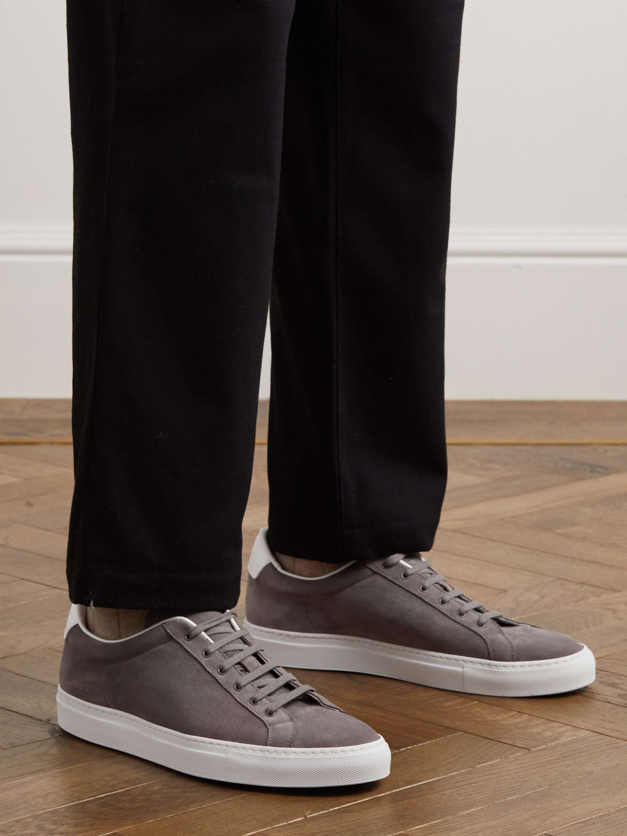 COMMON PROJECTS Retro Low Leather-Trimmed Suede Sneakers