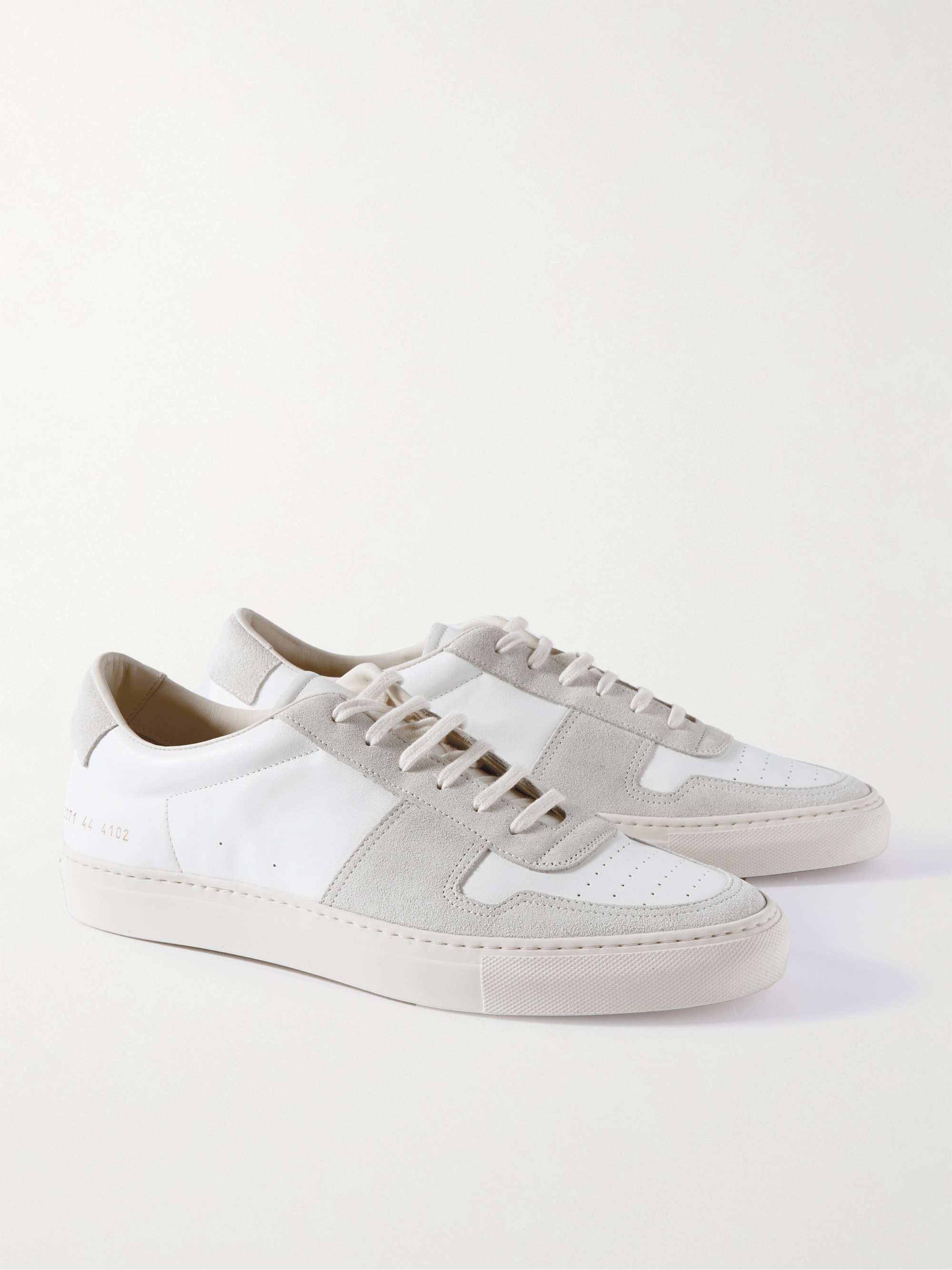 COMMON PROJECTS Bball Suede-Trimmed Leather Sneakers