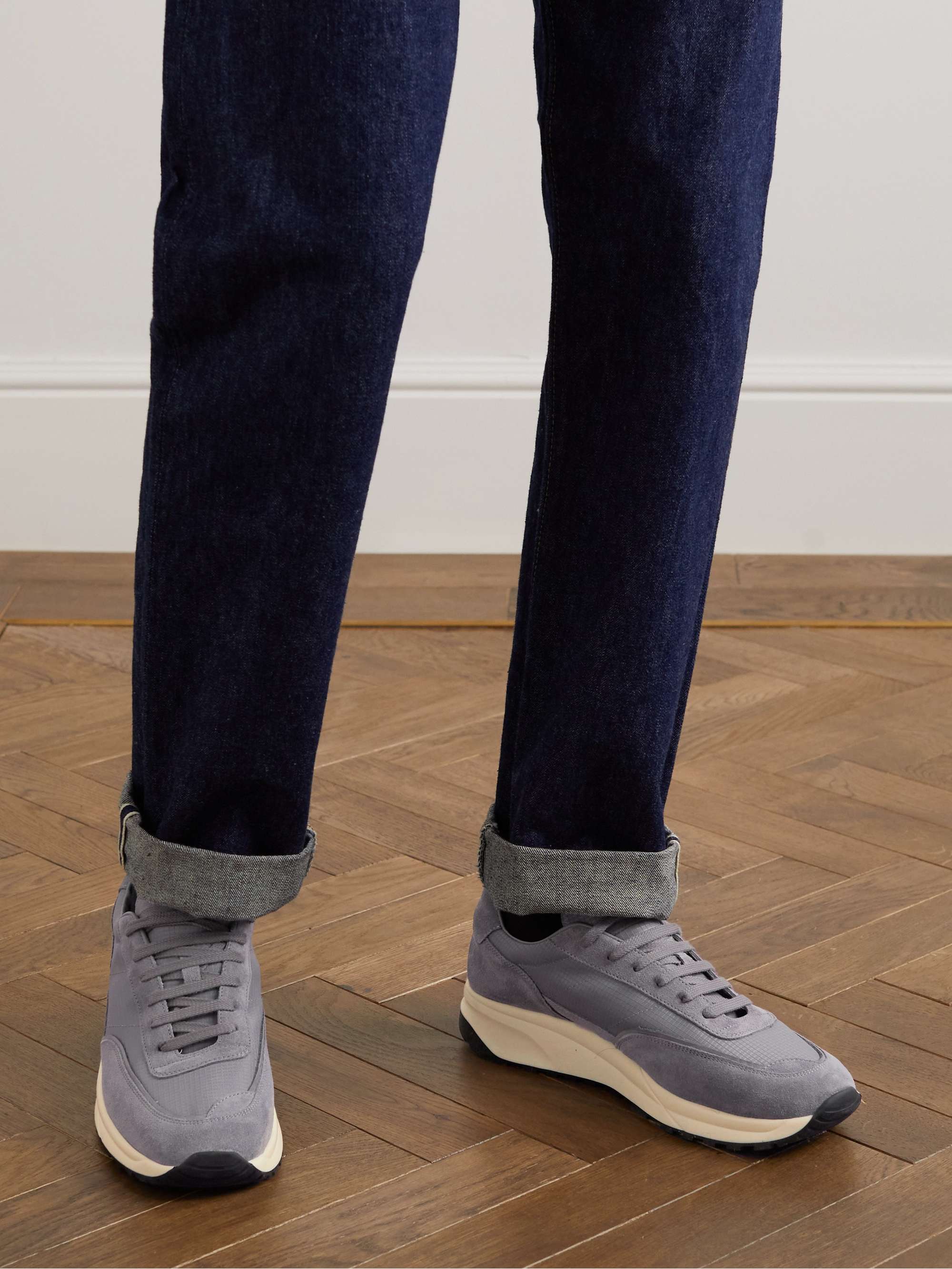 COMMON PROJECTS Track 80 Leather-Trimmed Suede and Ripstop Sneakers