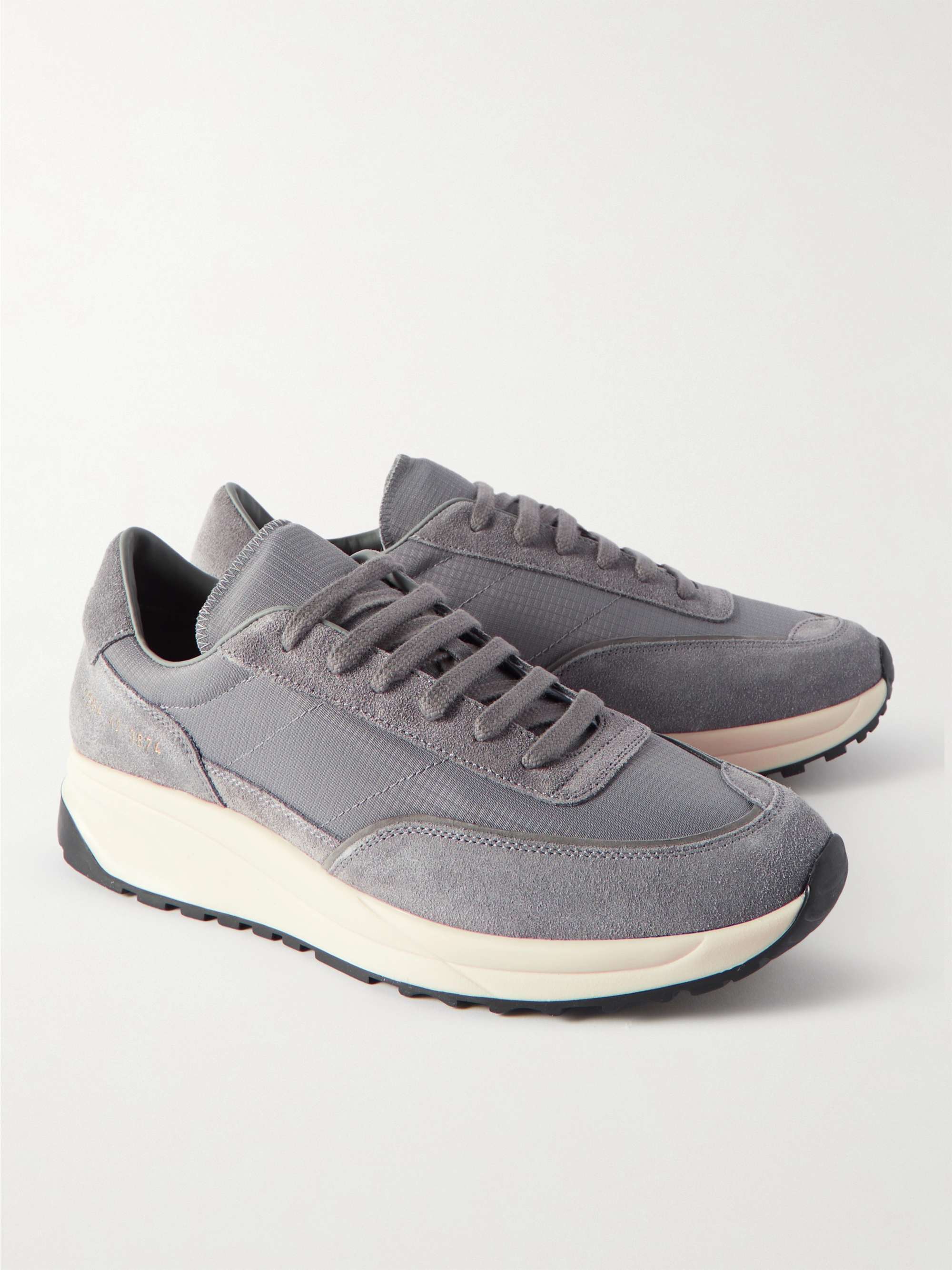 COMMON PROJECTS Track 80 Leather-Trimmed Suede and Ripstop Sneakers