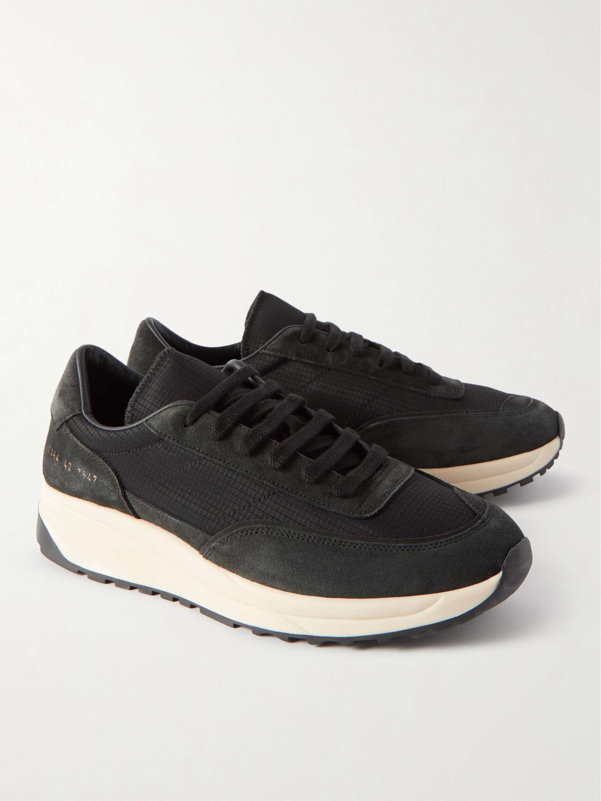 COMMON PROJECTS Track 80 Leather-Trimmed Suede and Ripstop Sneakers