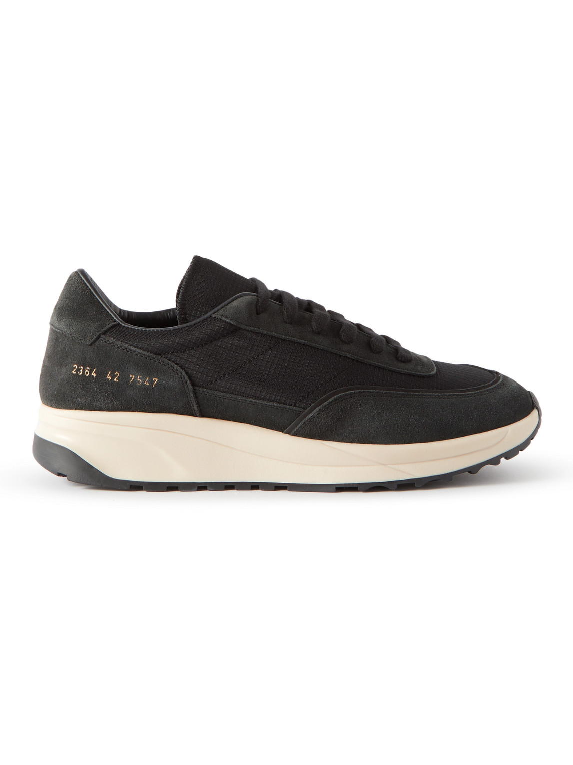 Common Projects Track 80 Leather-trimmed Suede And Ripstop Sneakers In Black
