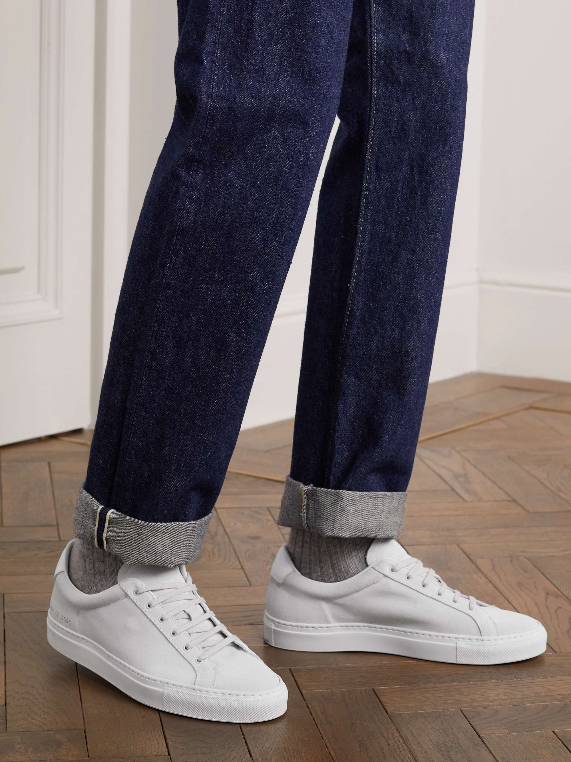 COMMON PROJECTS Retro Low Leather-Trimmed Suede Sneakers