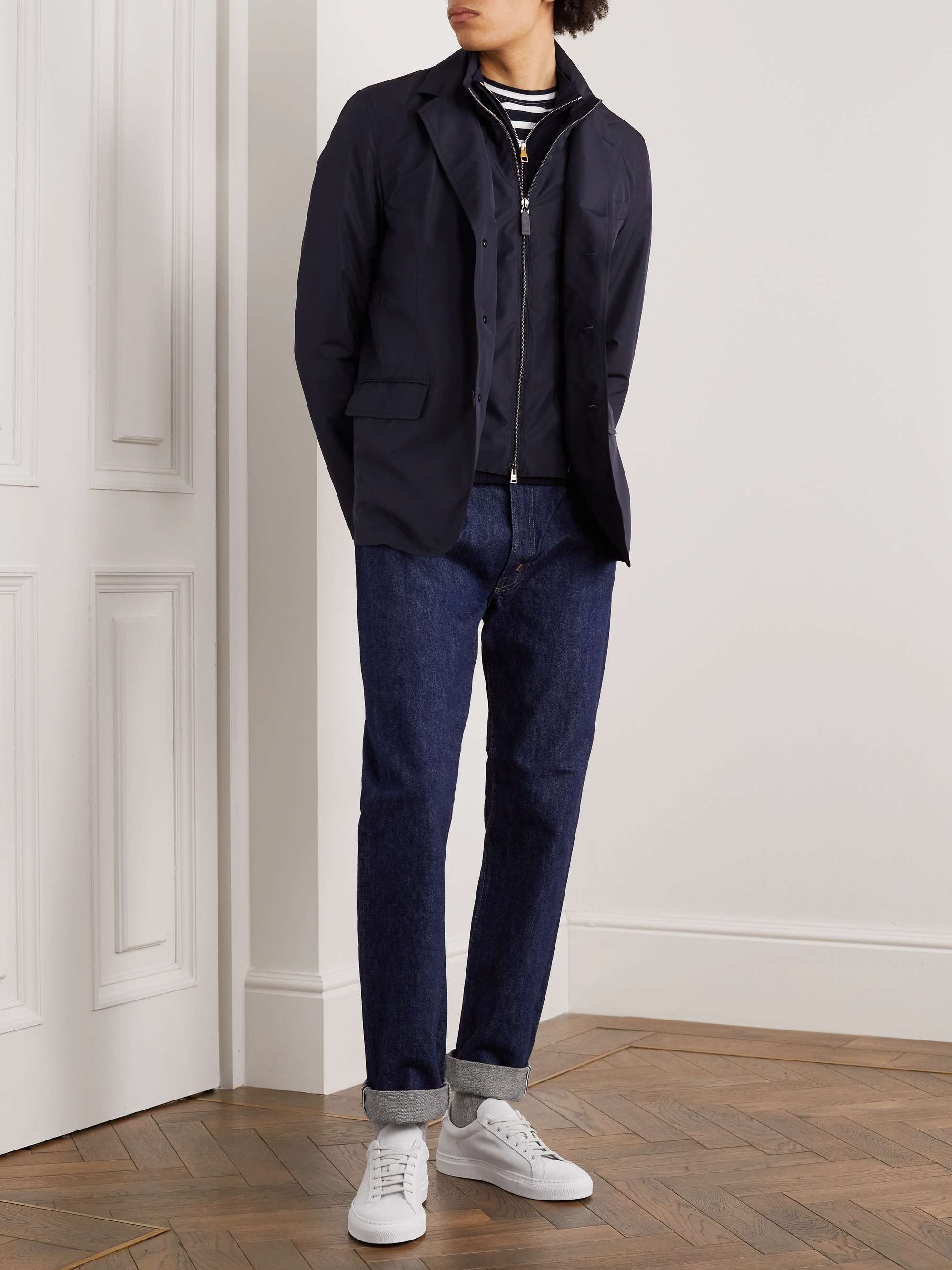 COMMON PROJECTS Retro Low Leather-Trimmed Suede Sneakers
