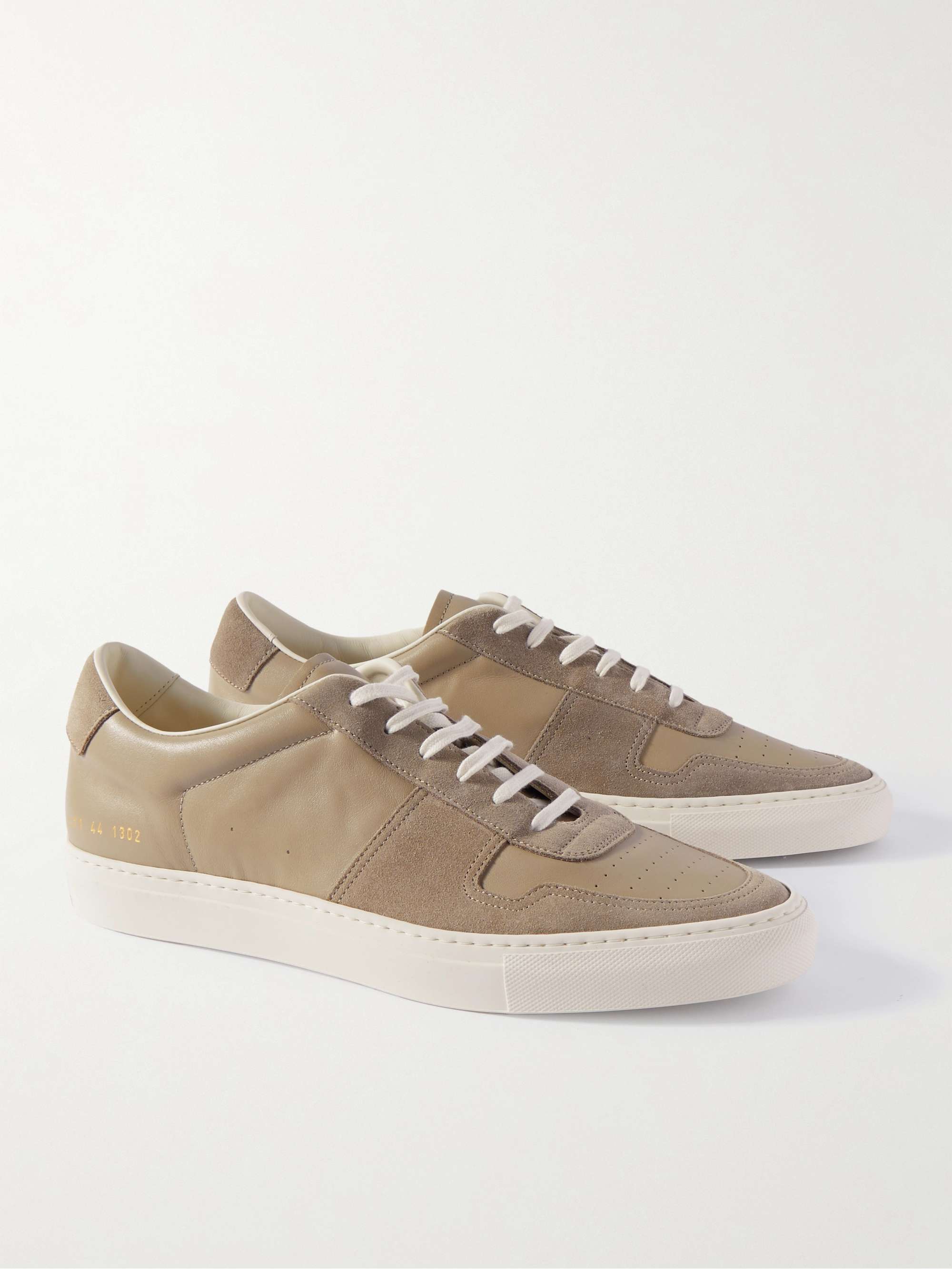 COMMON PROJECTS Bball Suede-Trimmed Leather Sneakers