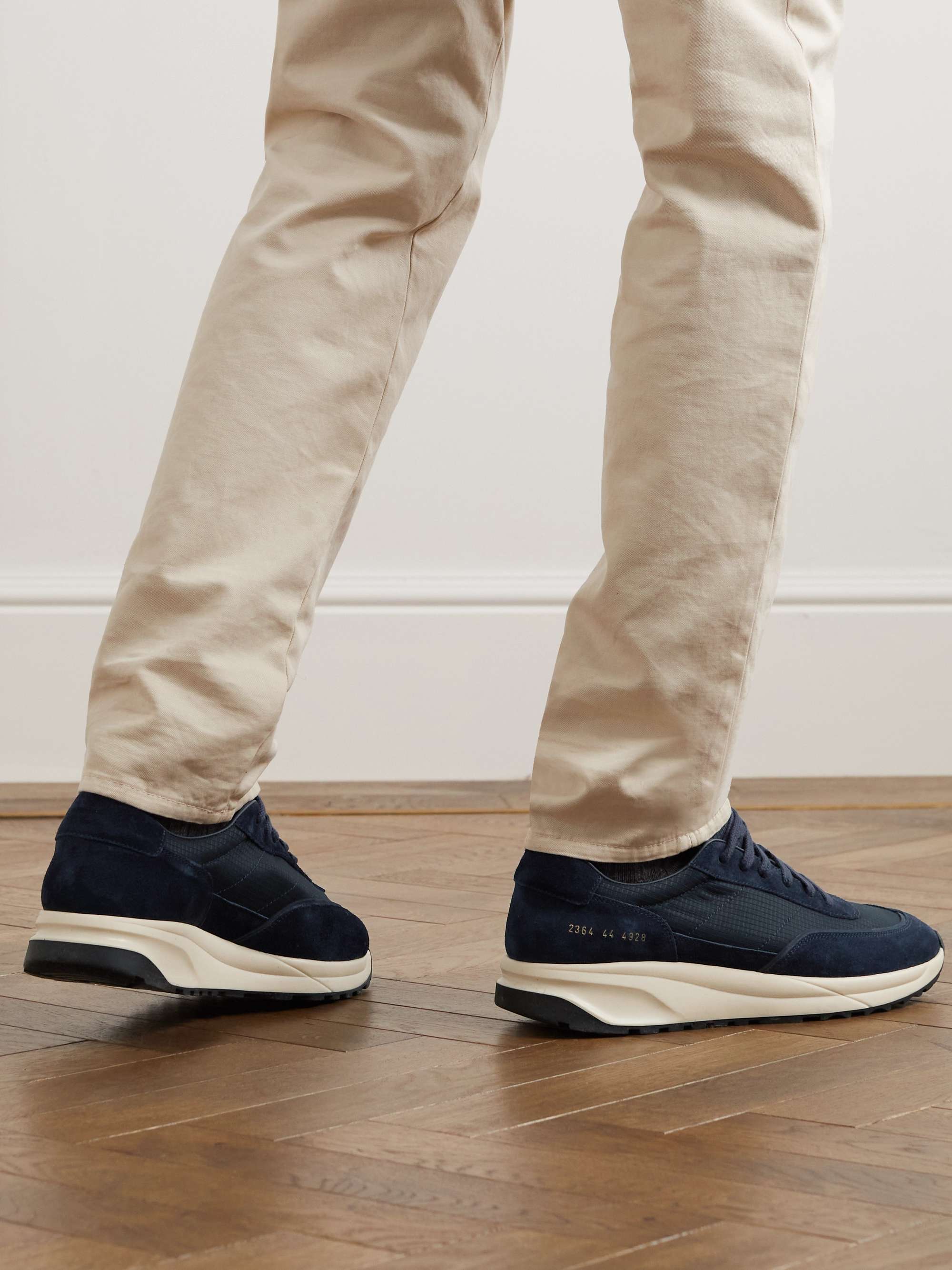 COMMON PROJECTS Track 80 Leather-Trimmed Suede and Ripstop Sneakers