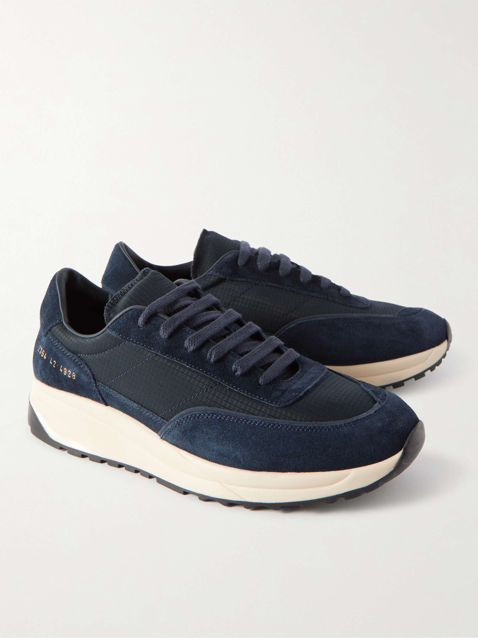 COMMON PROJECTS Track 80 Leather-Trimmed Suede and Ripstop Sneakers