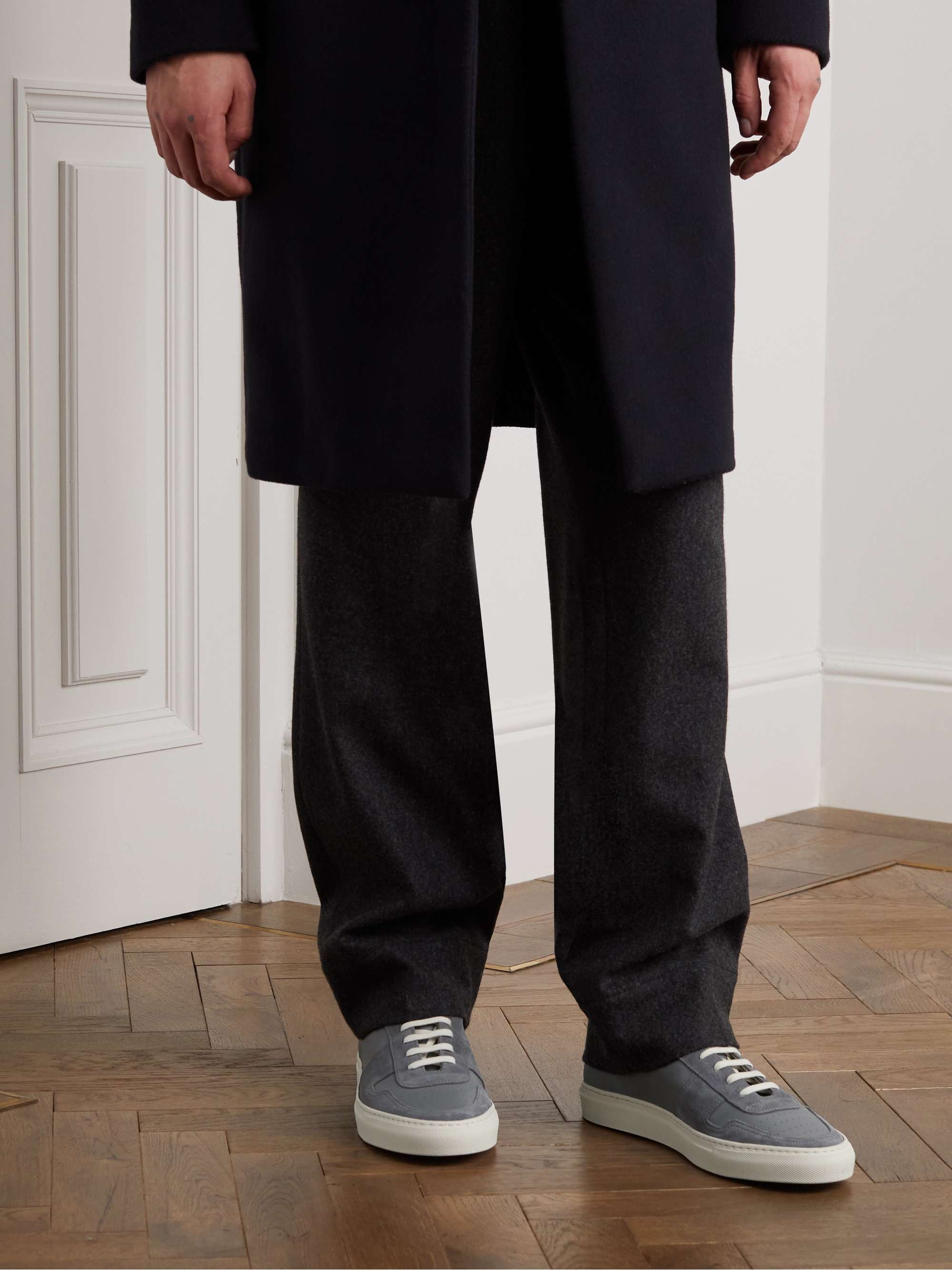 COMMON PROJECTS Bball Suede-Trimmed Leather Sneakers