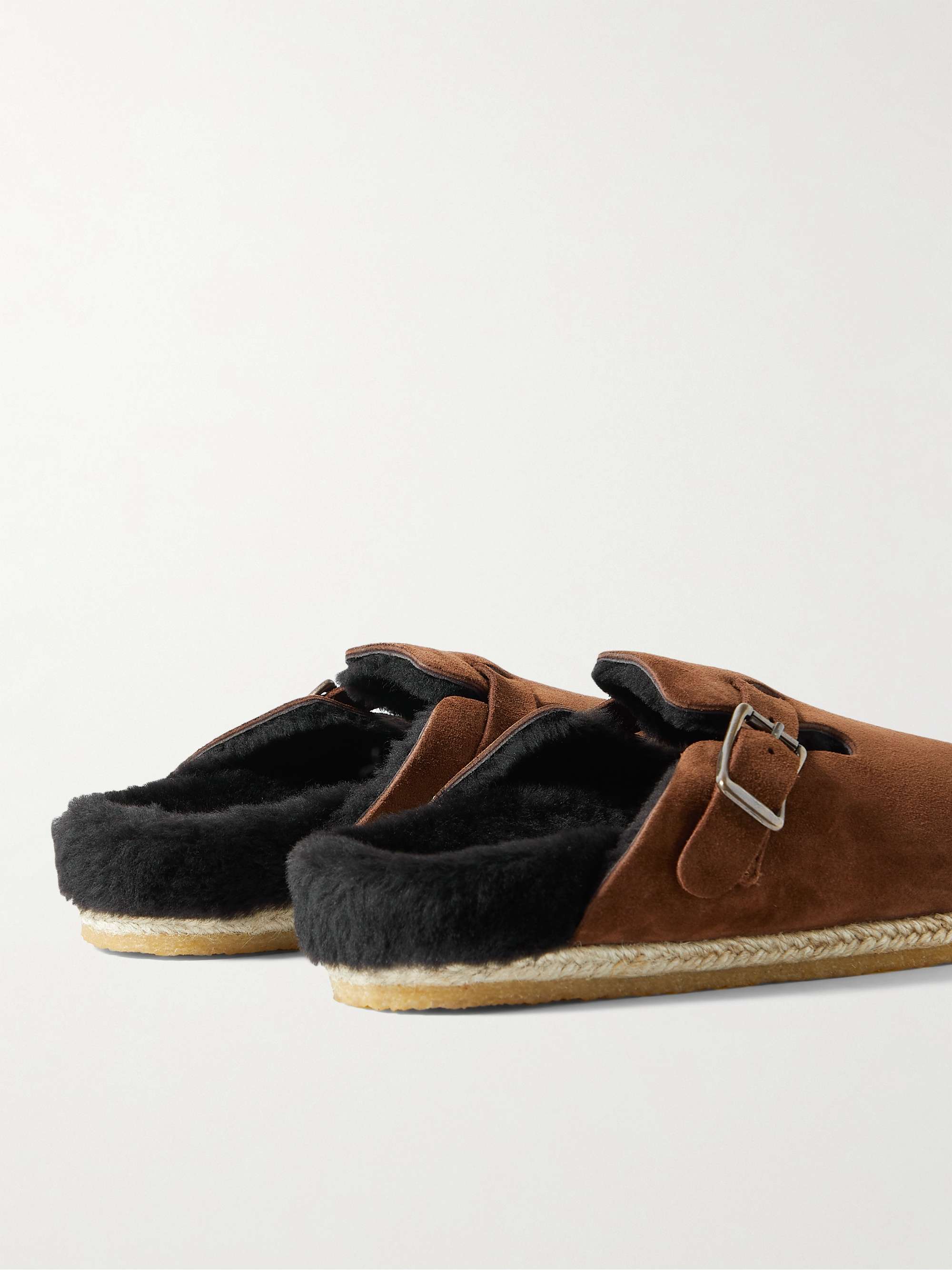 YUKETEN Sal-1 Shearling-Lined Suede Sandals