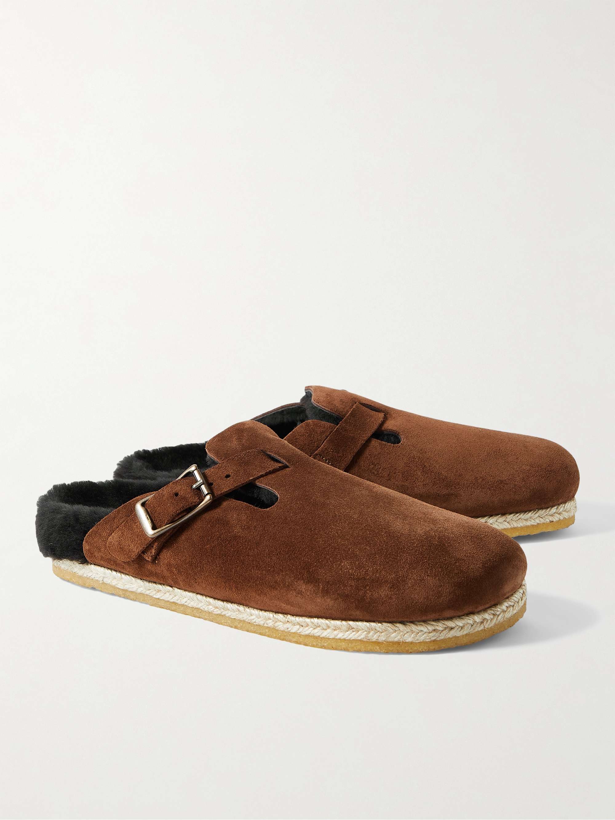 YUKETEN Sal-1 Shearling-Lined Suede Sandals