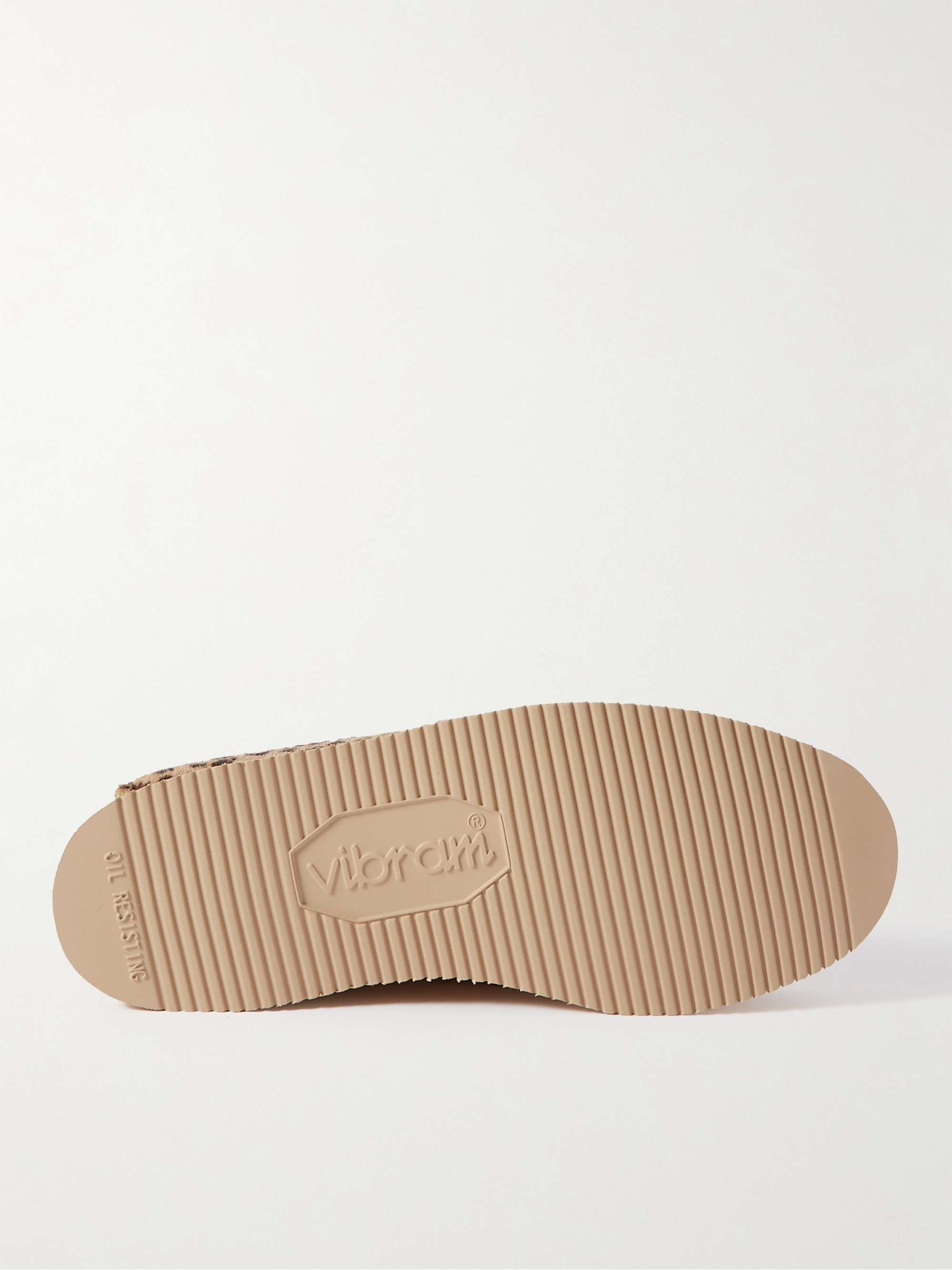 YUKETEN Leather-Trimmed Calf Hair Penny Loafers