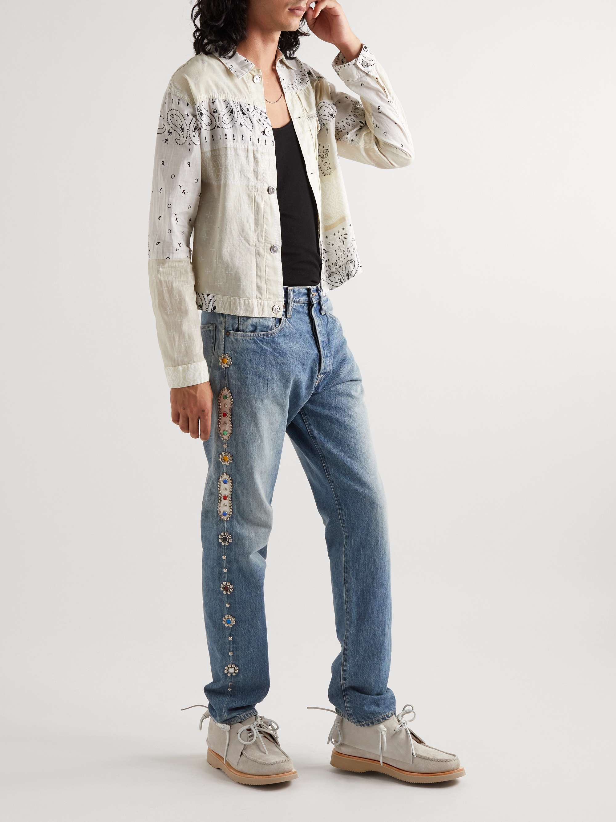 YUKETEN 8 Pig Tails Textured-Leather Chukka Boots