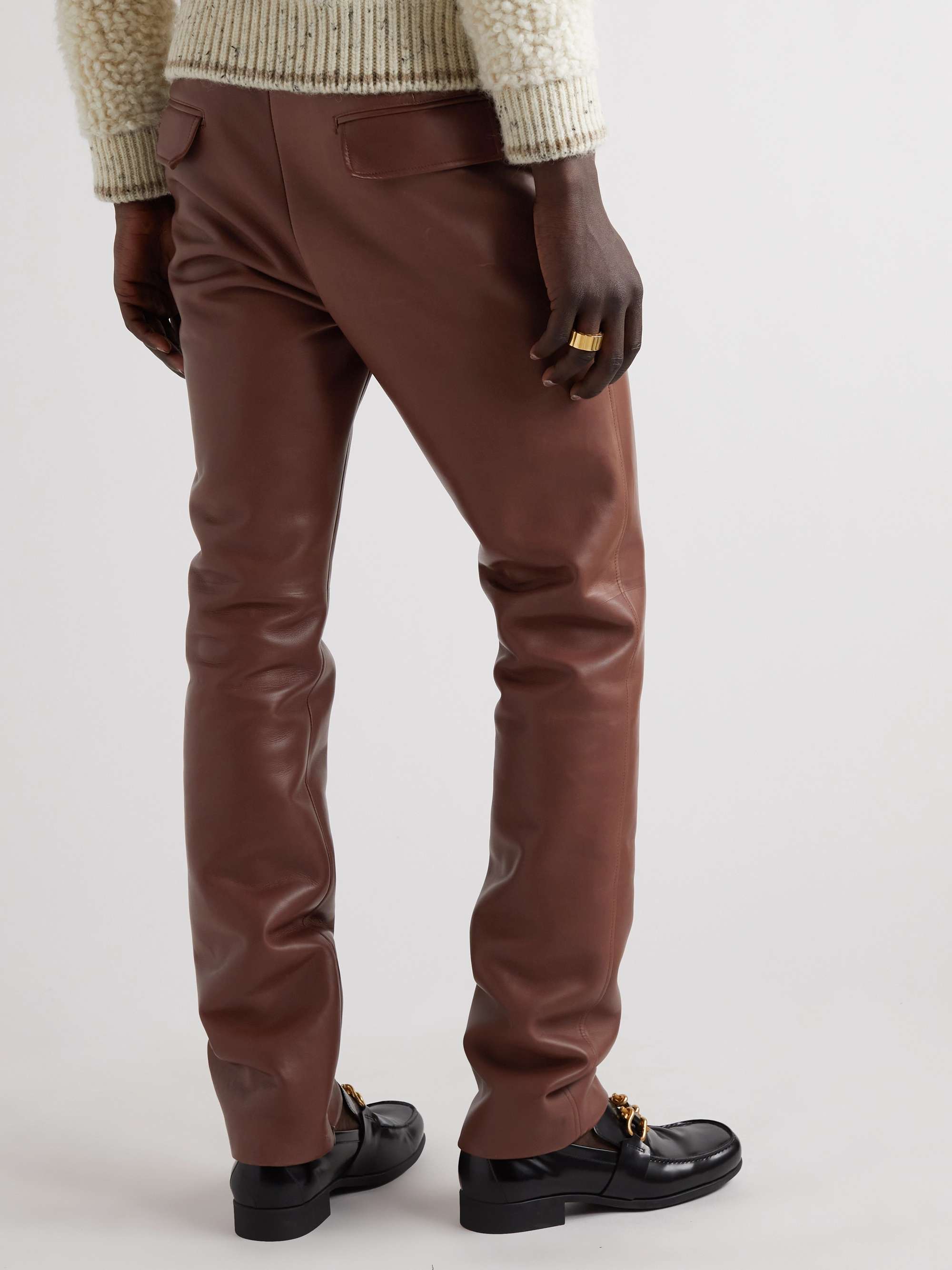 BOTTEGA VENETA Straight-Leg Leather Trousers