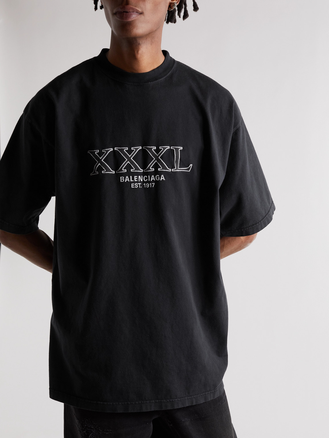 Embro Oversized Logo-embroidered Cotton-jersey T-shirt In Black