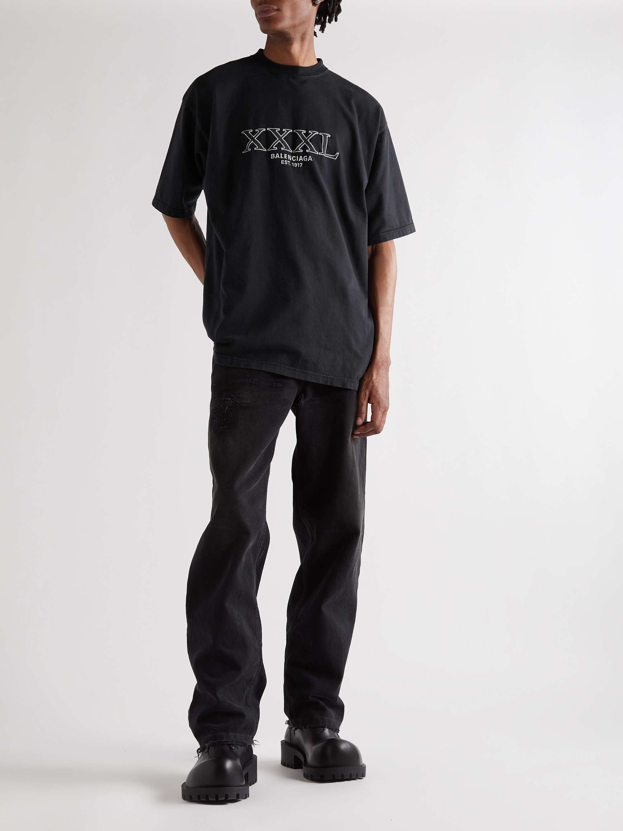 Embro Oversized Logo-Embroidered Cotton-Jersey T-Shirt