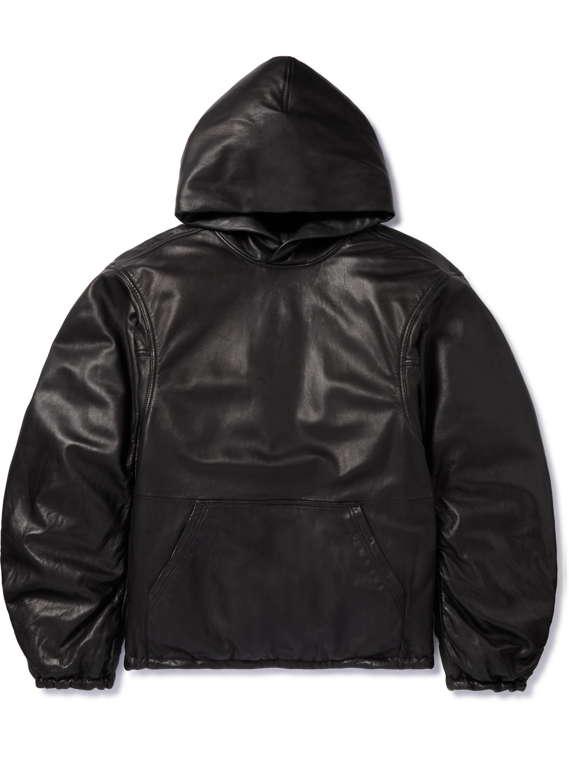 Shop Balenciaga Oversized Full-grain Leather Hoodie In Black