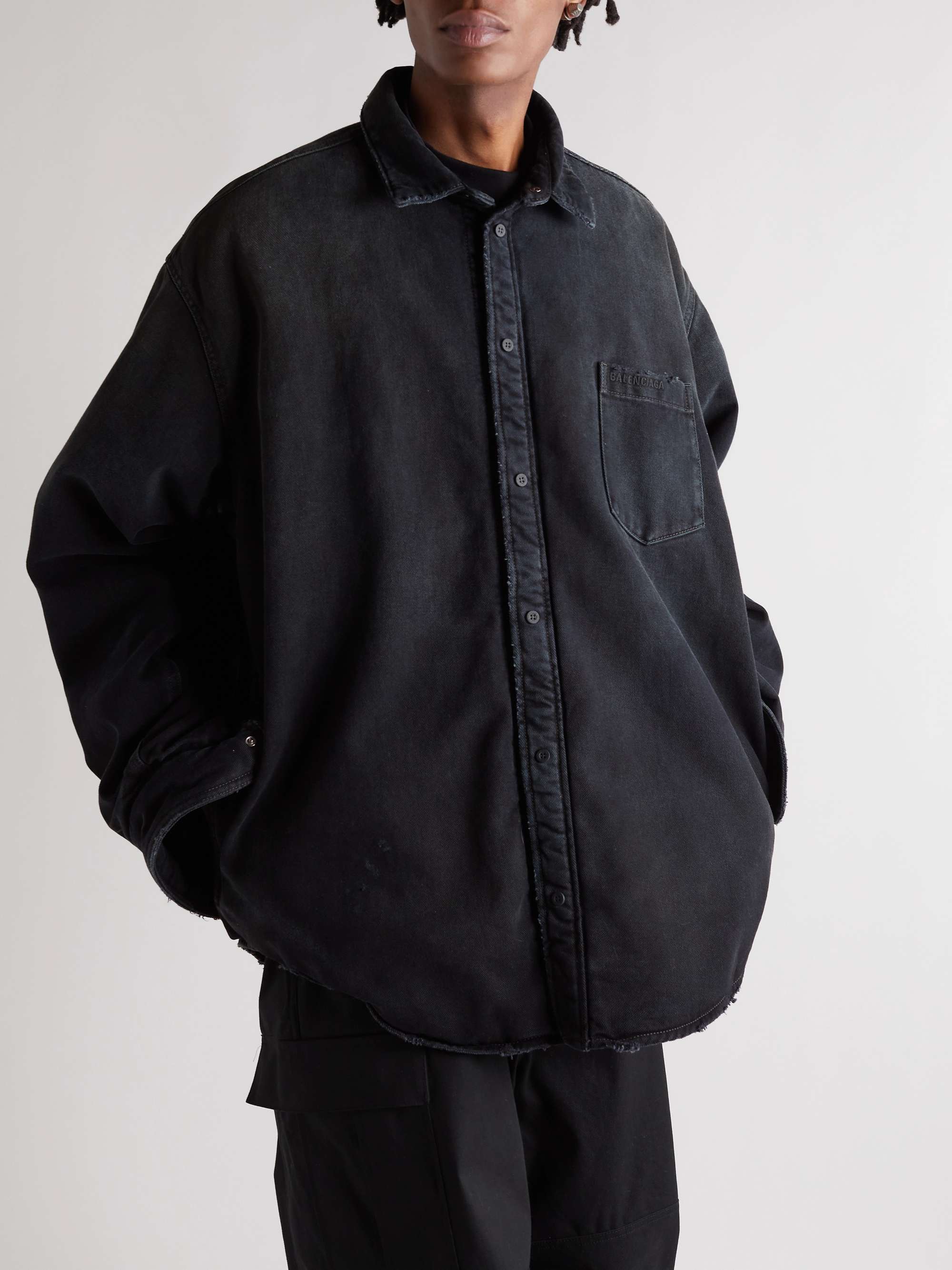 BALENCIAGA Logo-Embroidered Padded Denim Overshirt