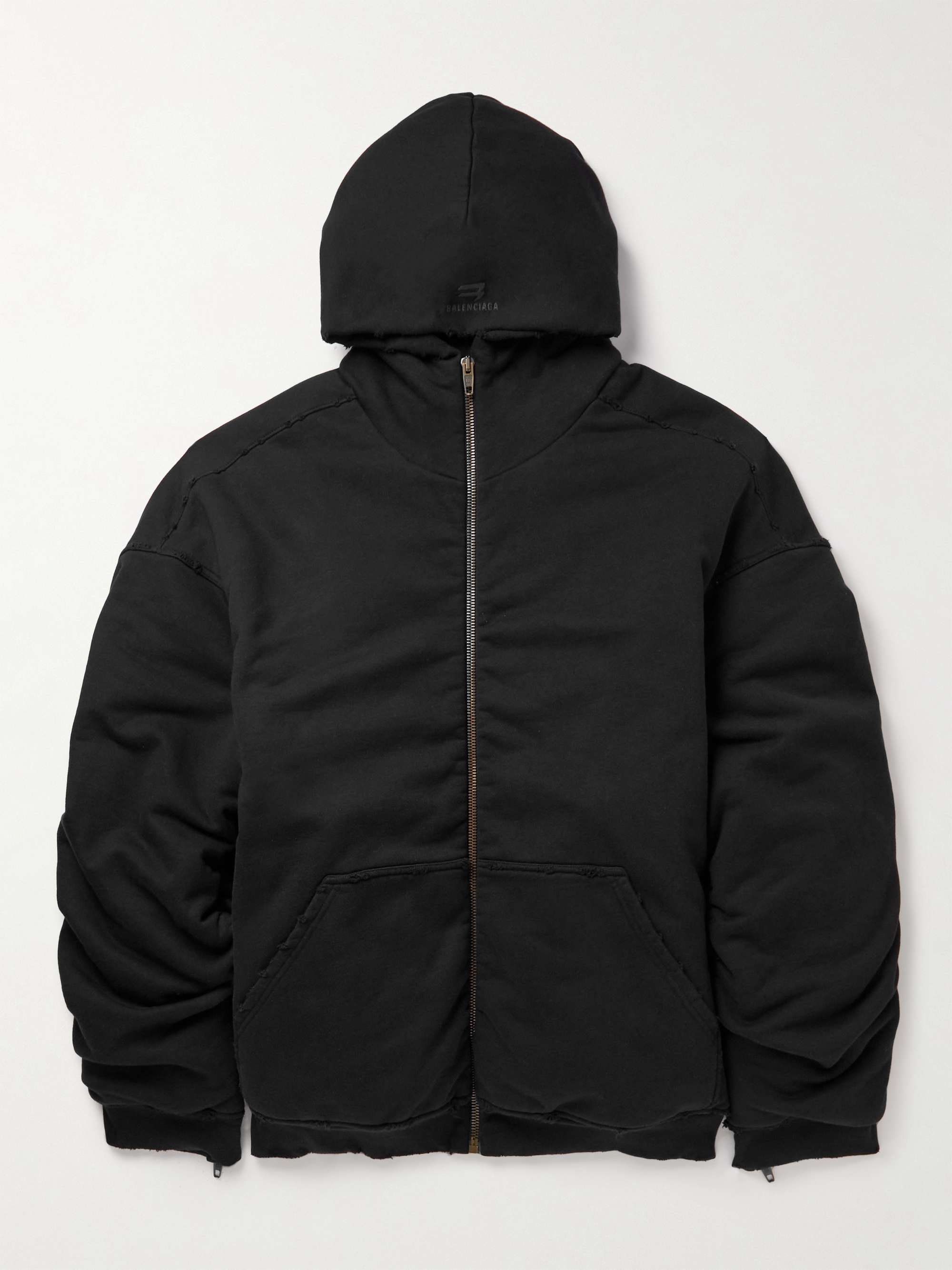 Oversized Padded Cotton-Jersey Hooded Bomber Jacket