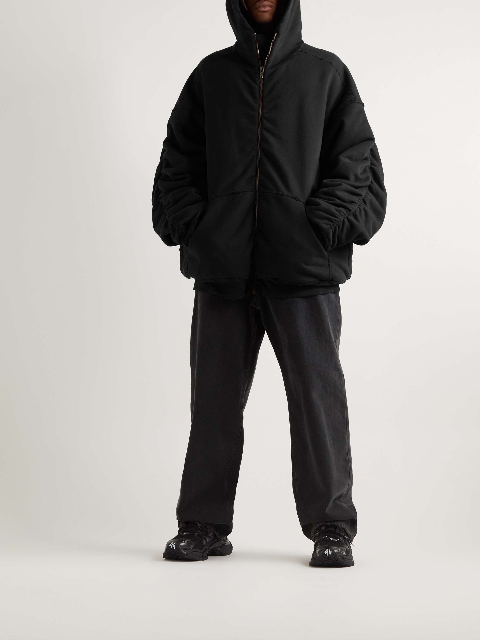 BALENCIAGA Oversized Padded Cotton-Jersey Hooded Bomber Jacket | MR PORTER